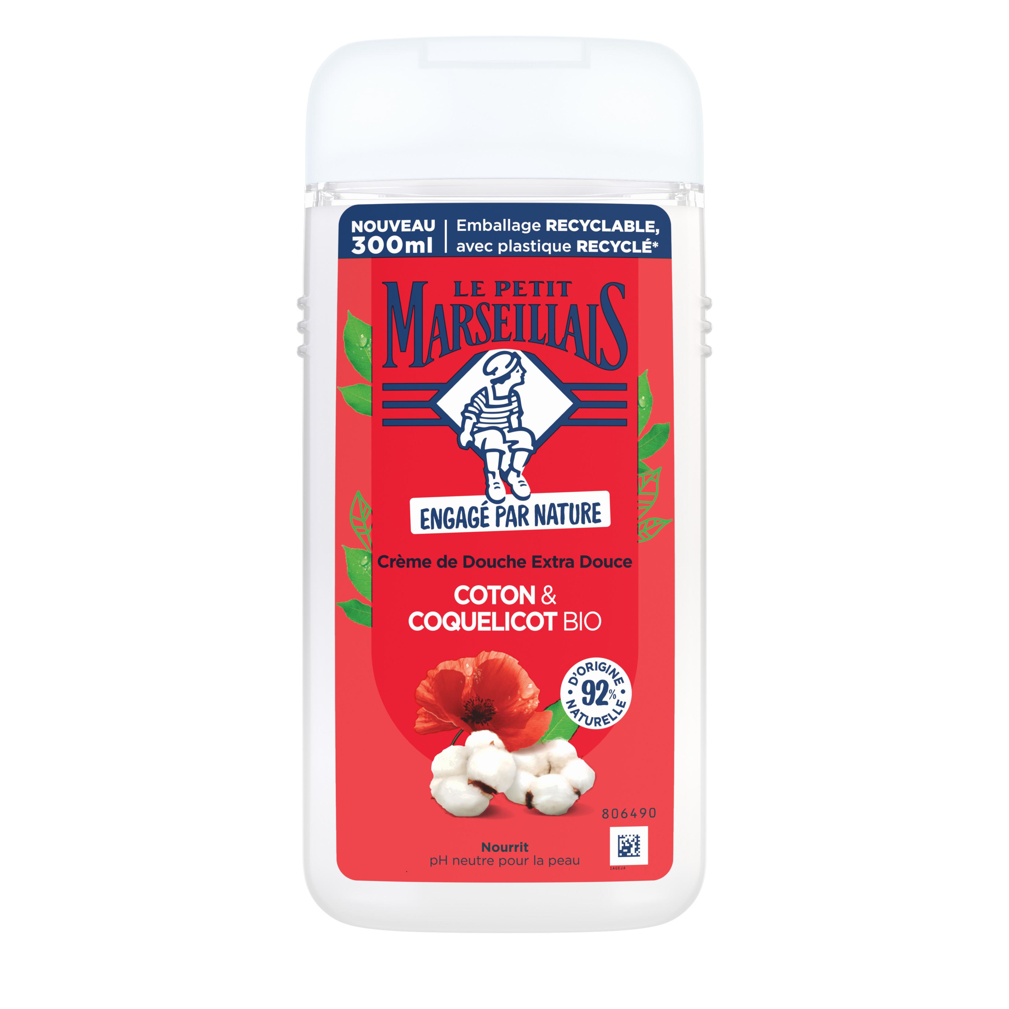 LE PETIT MARSEILLAIS Crème de douche extra douce coton et coquelicot bio 300ml