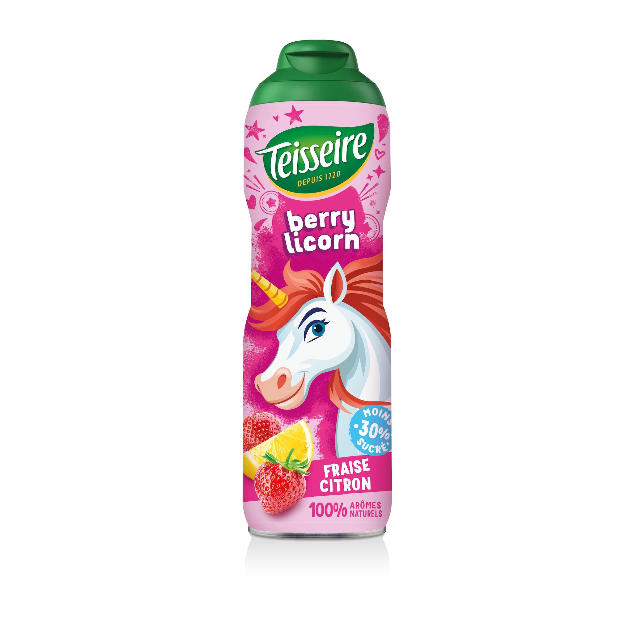 TEISSEIRE Fruity Animals Sirop berry licorn à la fraise et citron bidon réduit en sucre 60cl