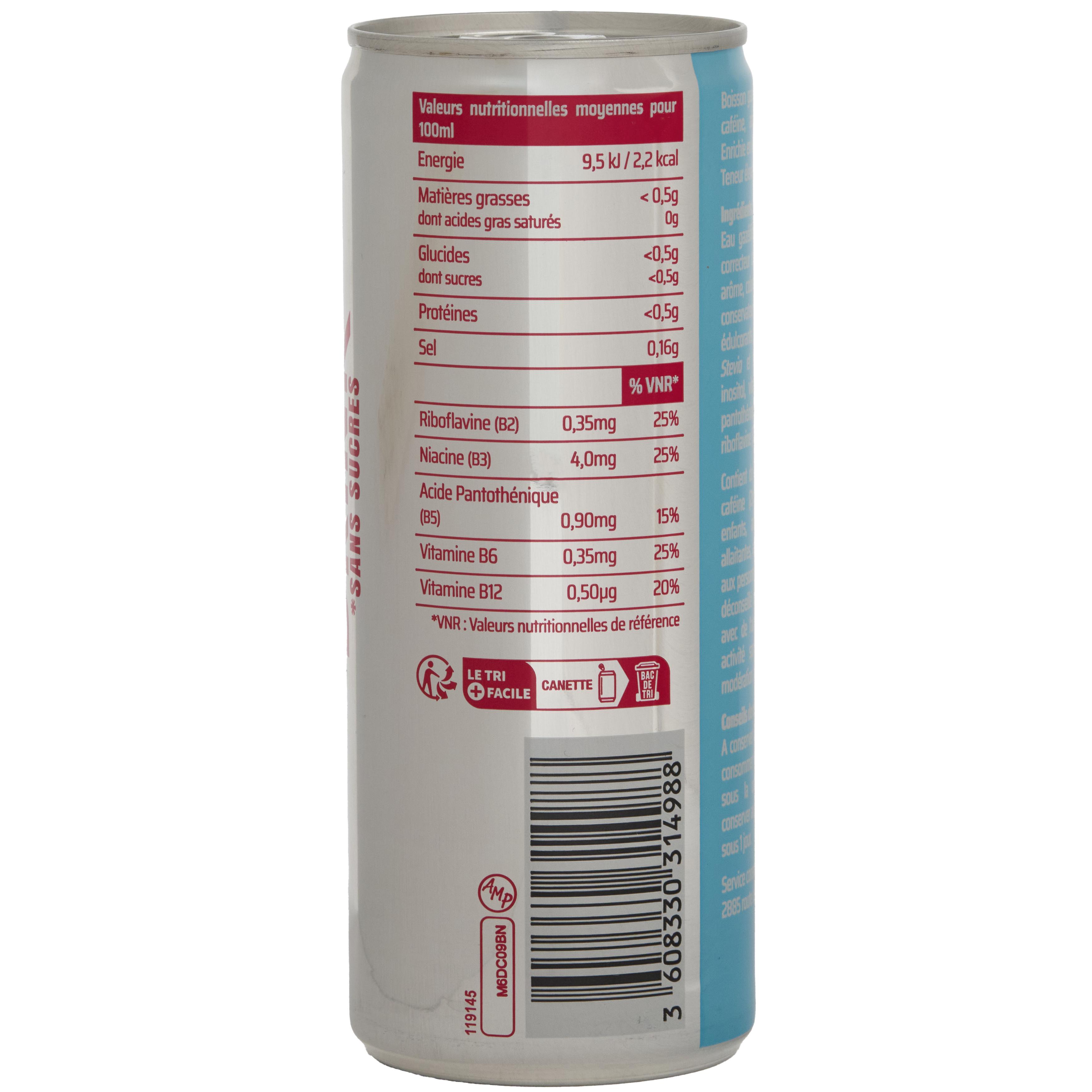 Voir la diapositive 4 : TAURINE DRINK Boisson énergisante à la taurine sans sucres boîte 25cl