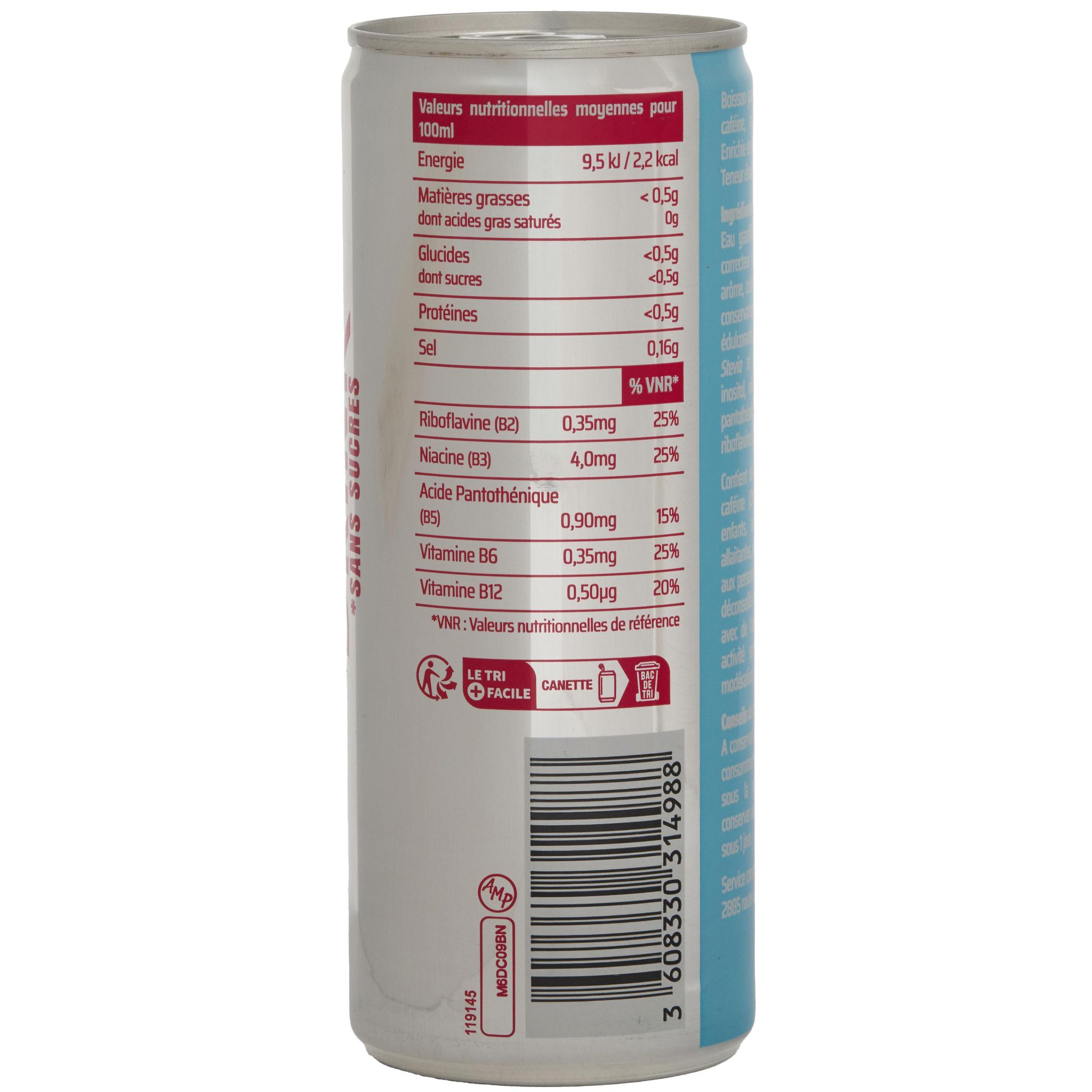 Voir la diapositive 4 : TAURINE DRINK Boisson énergisante à la taurine sans sucres boîte 25cl