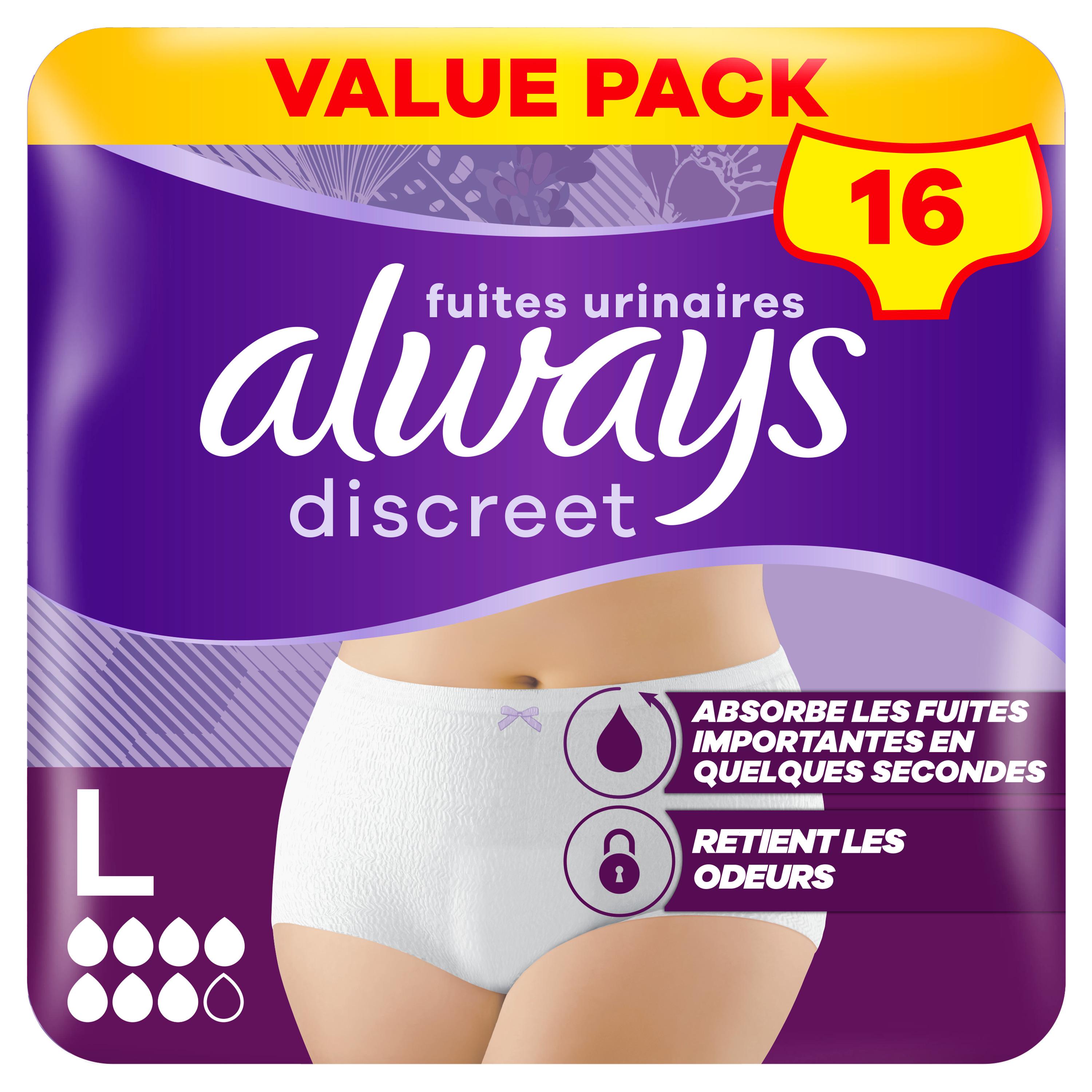 ALWAYS Discreet Culottes pour fuites urinaires taille L 16 culottes