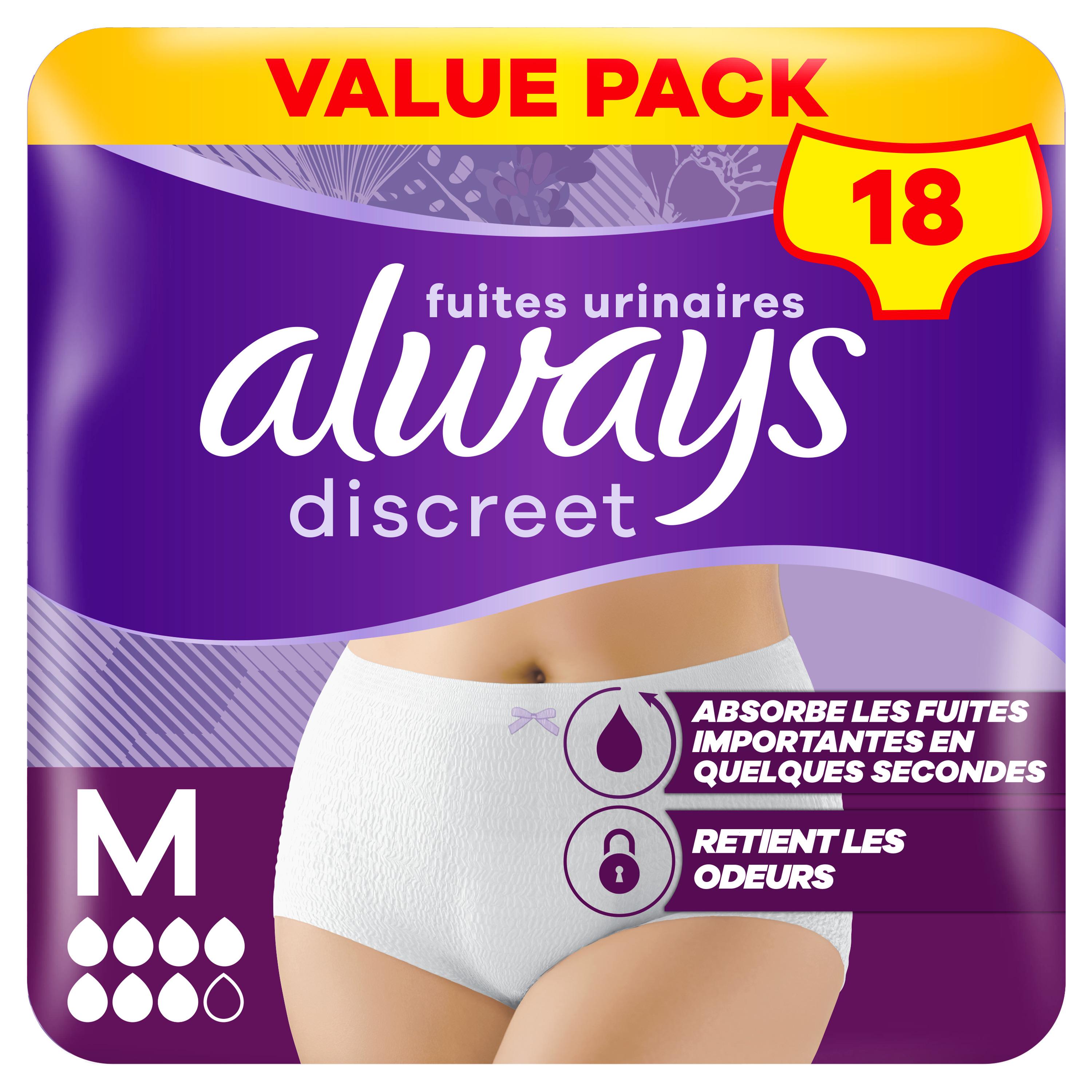 ALWAYS Discreet Culottes pour fuites urinaires taille M 18 culottes