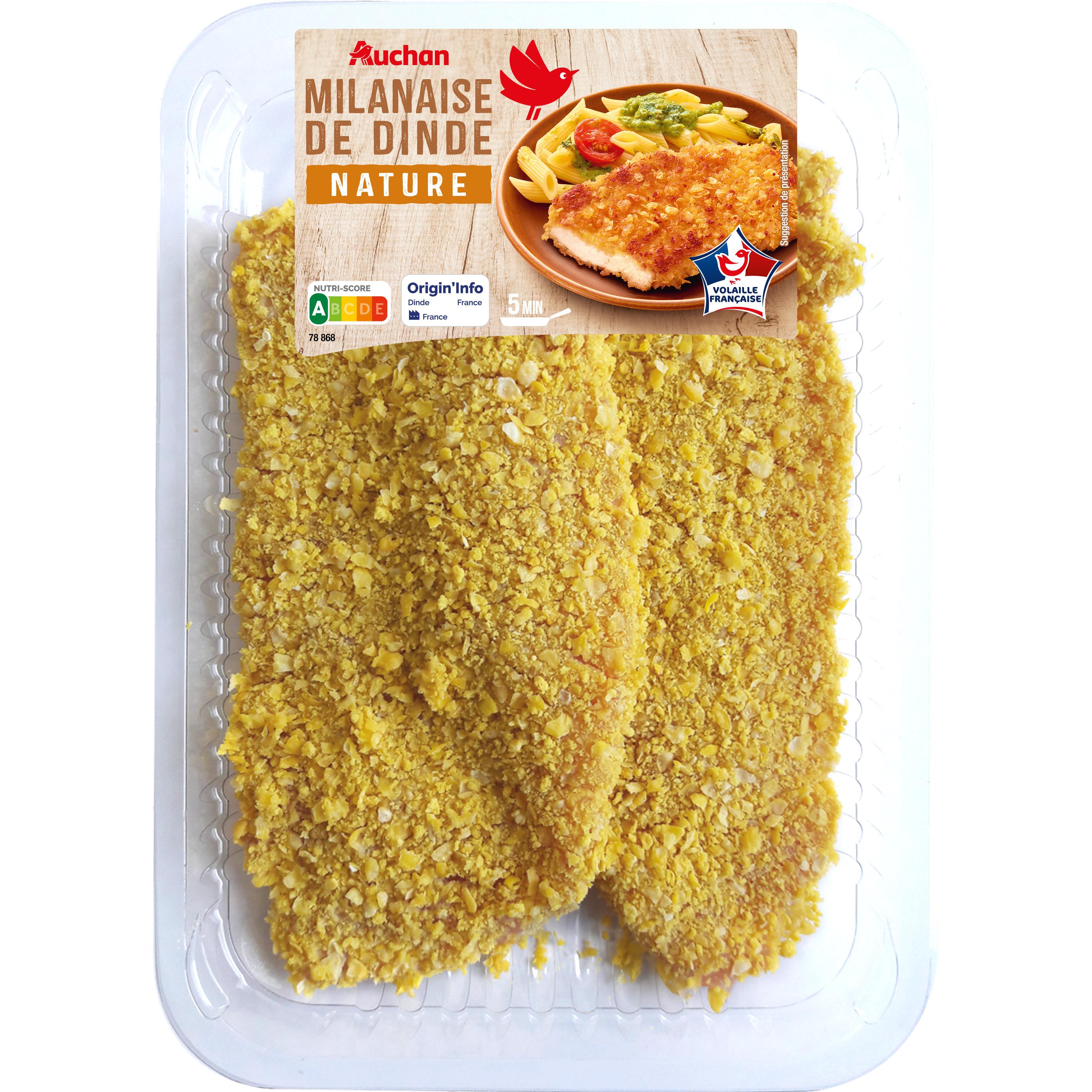 AUCHAN Milanaise de dinde nature 2 pièces 240g