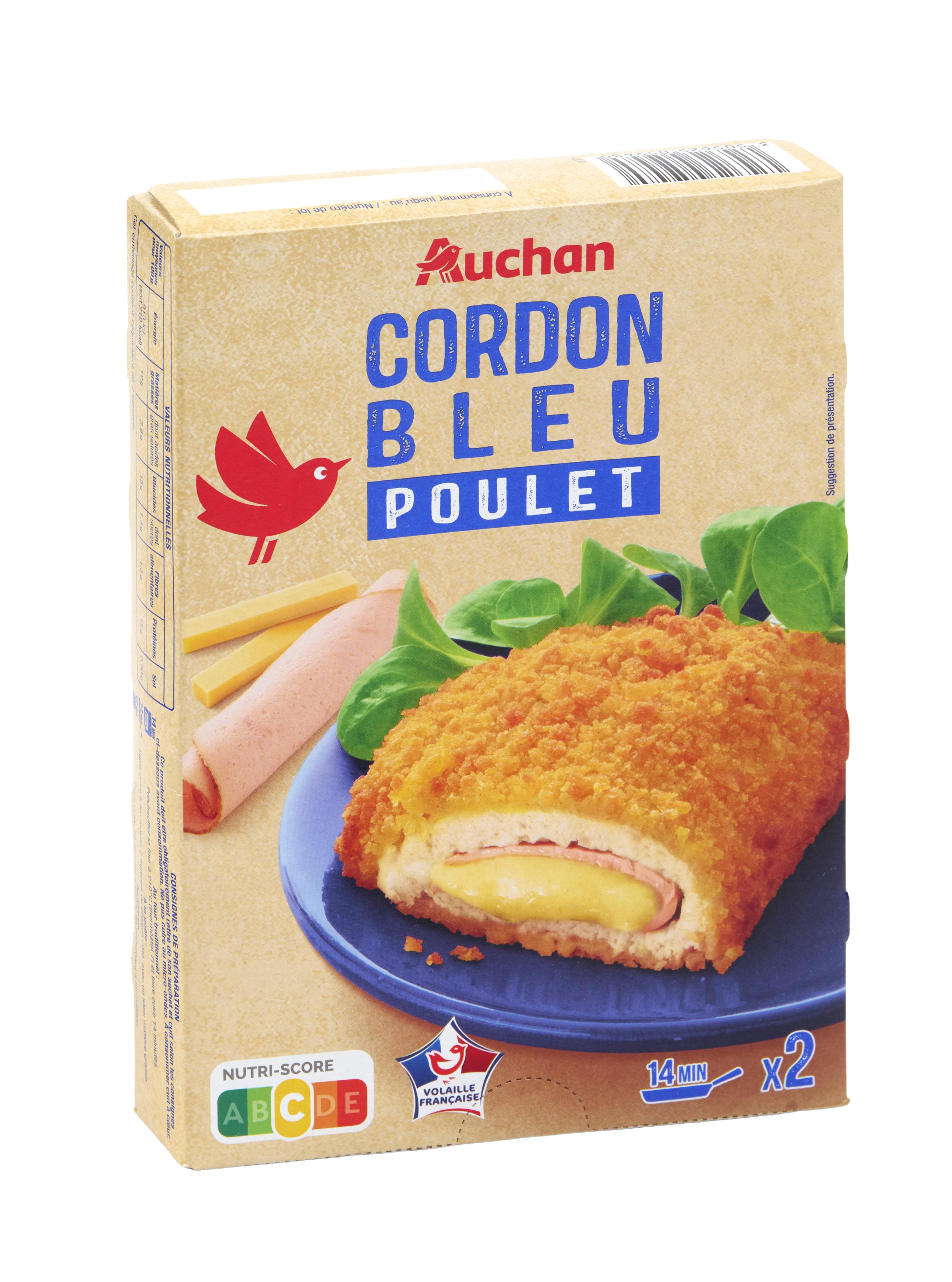 Voir la diapositive 4 : AUCHAN Cordon bleu de poulet 2 pièces 200g