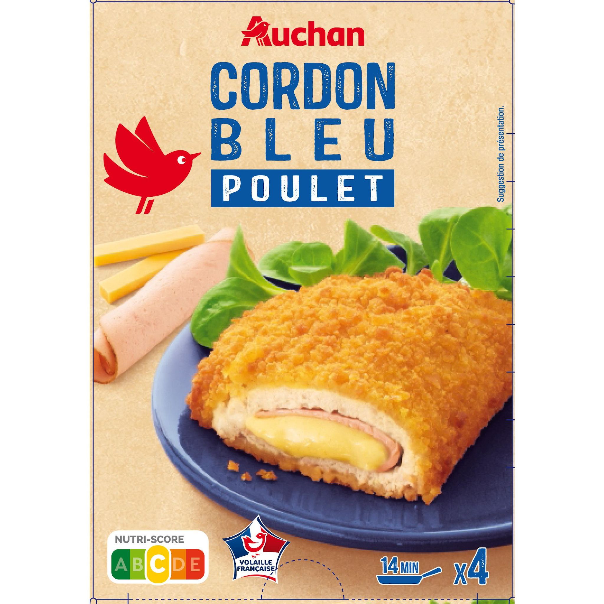 AUCHAN Cordons bleus de poulet 4 pièces 400g