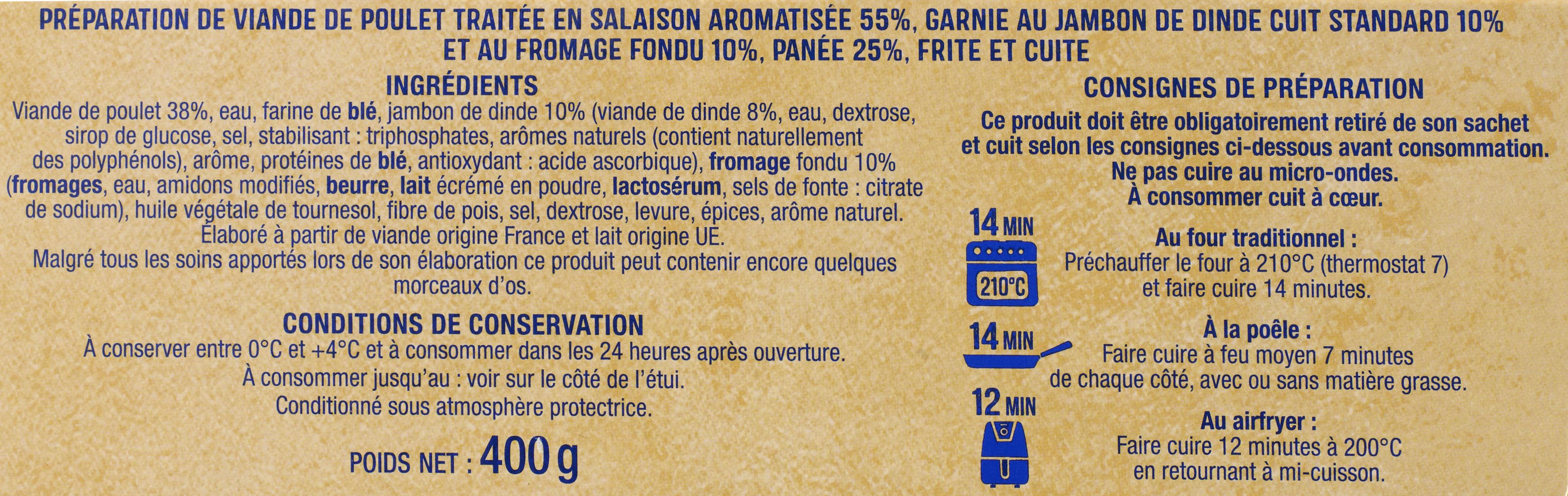 Voir la diapositive 4 : AUCHAN Cordons bleus de poulet 4 pièces 400g