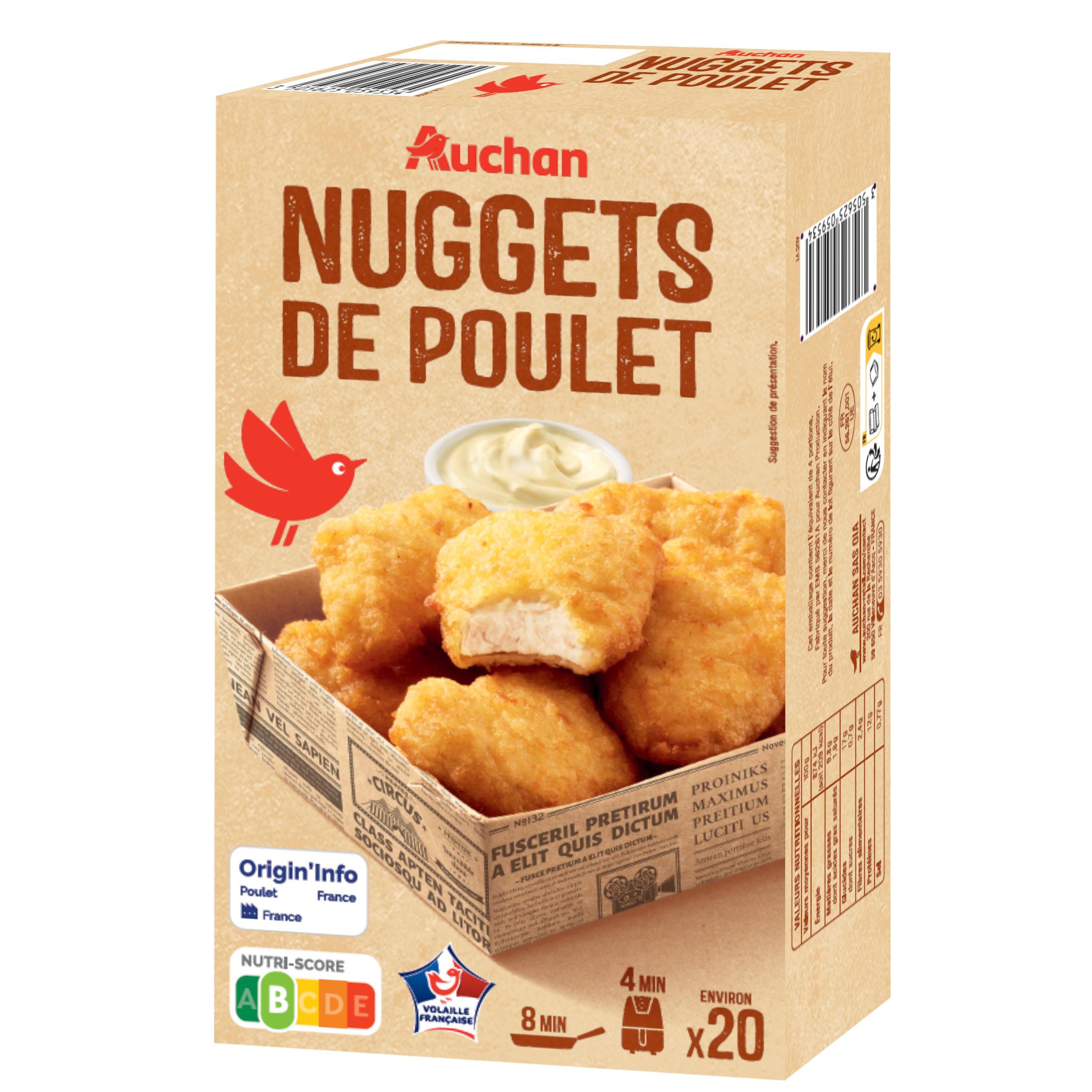 AUCHAN Nuggets de poulet Environ 20 pièces 400g