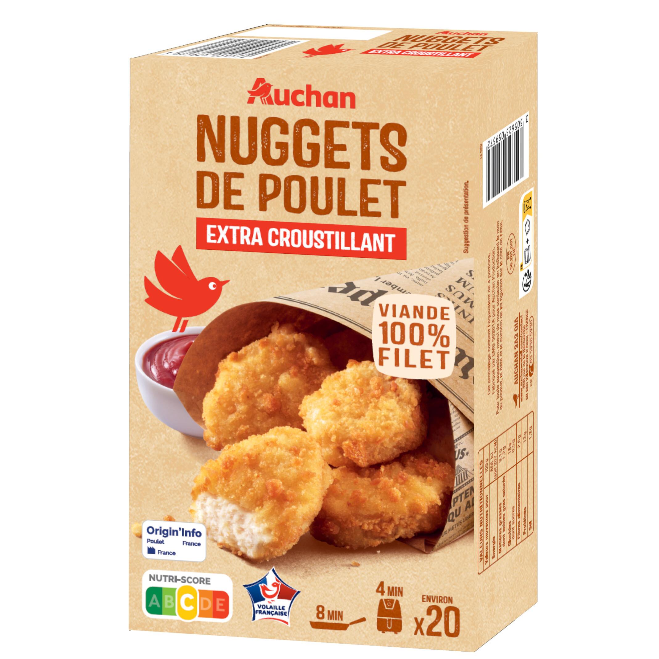 AUCHAN Nuggets de poulet extra croustillant Env 20 pièces 400g