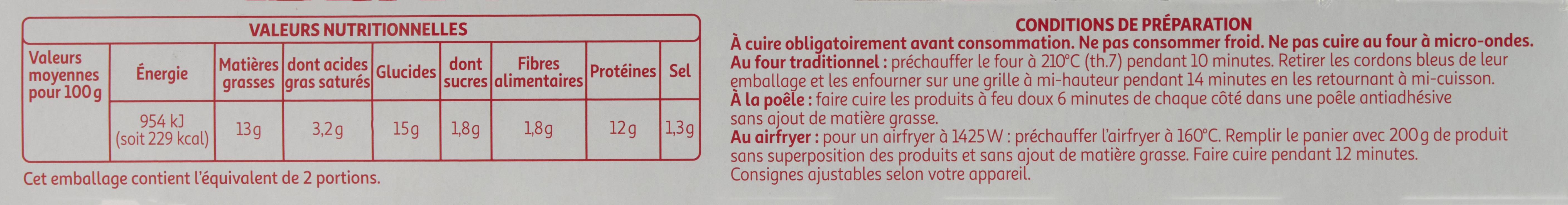 Voir la diapositive 2 : PRIX BAS Cordon bleu de volaille 2 pièces 200g