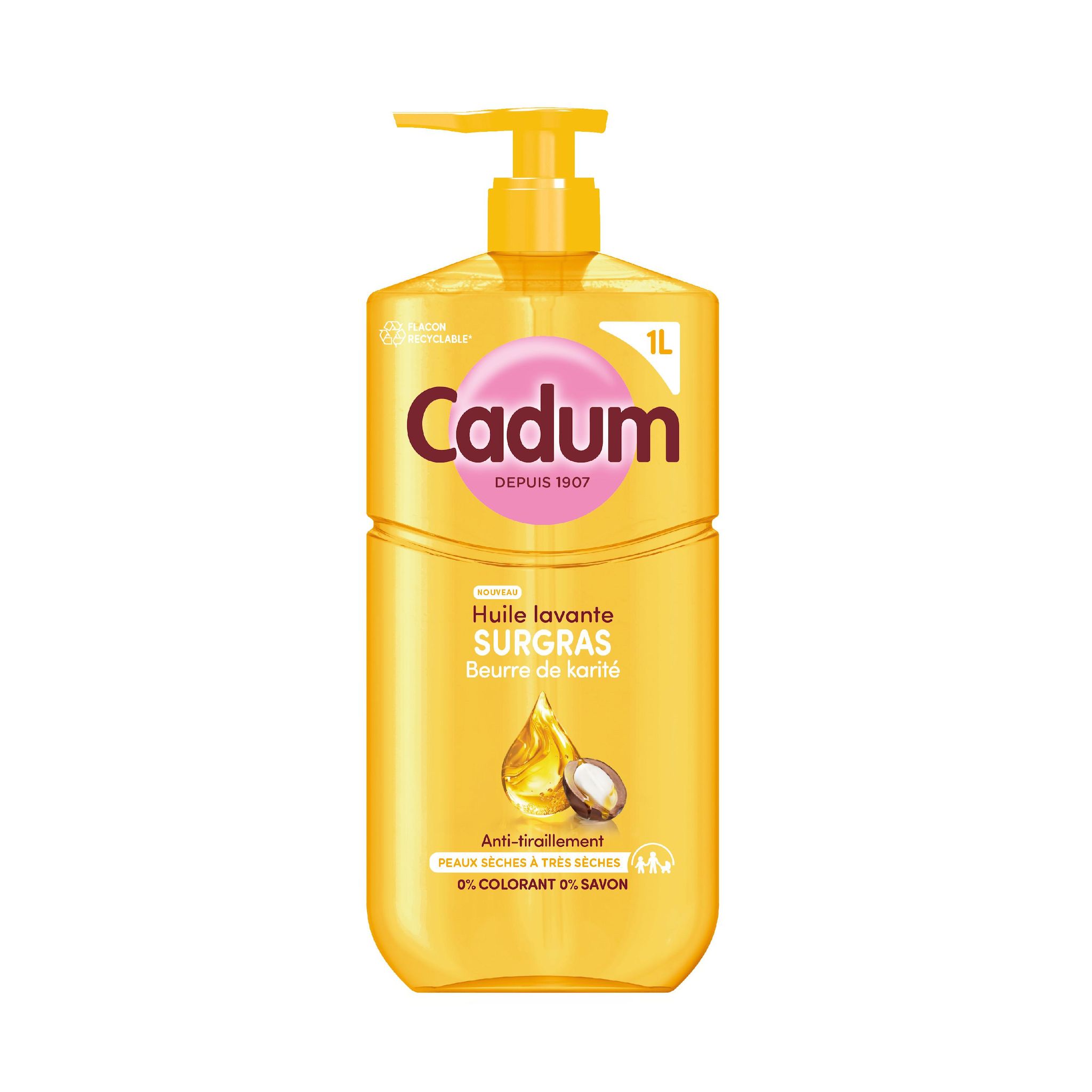 CADUM Huile lavante surgras au beurre de karité 1l