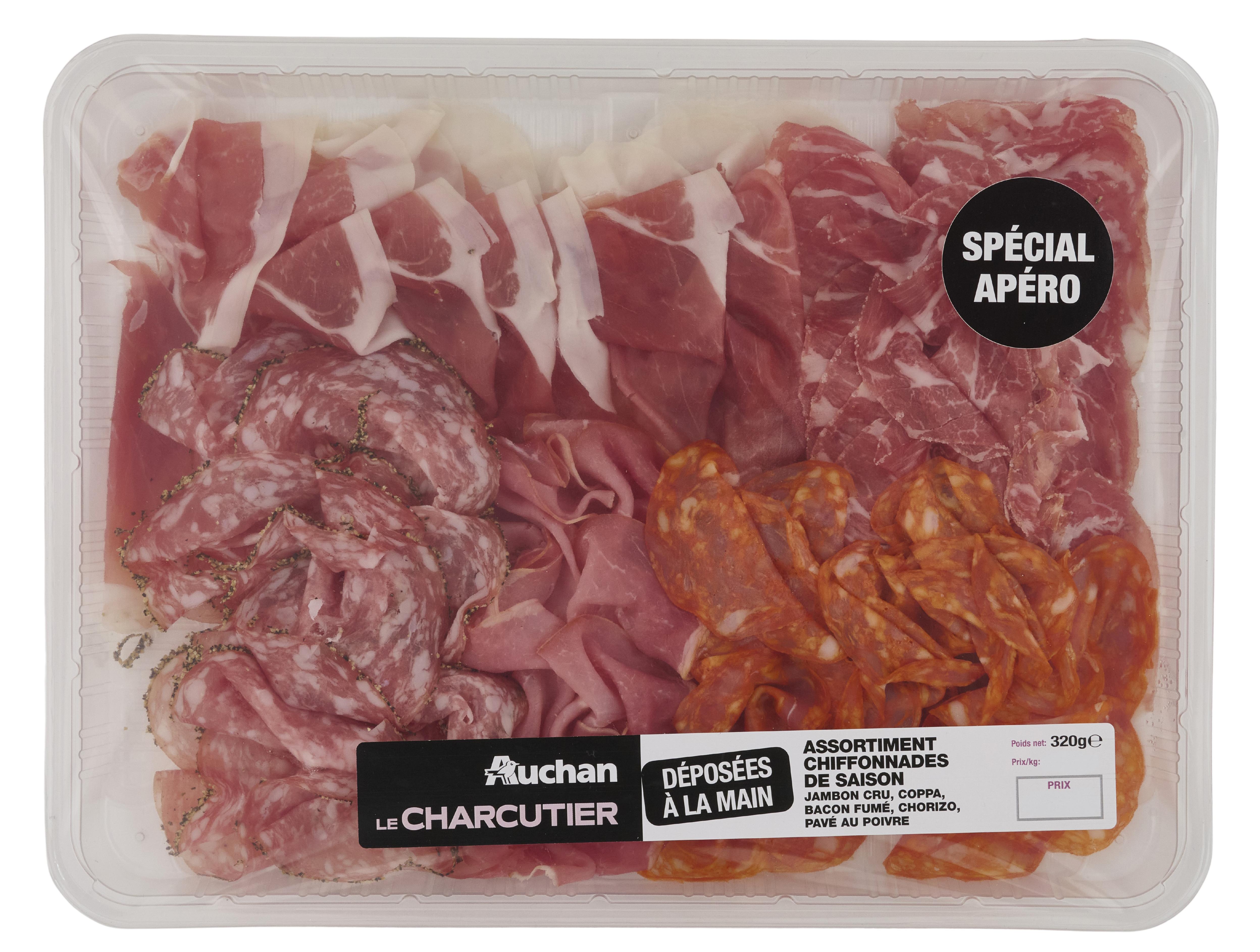 AUCHAN LE CHARCUTIER Assortiment chiffonnades de saison spécial apéro 320g