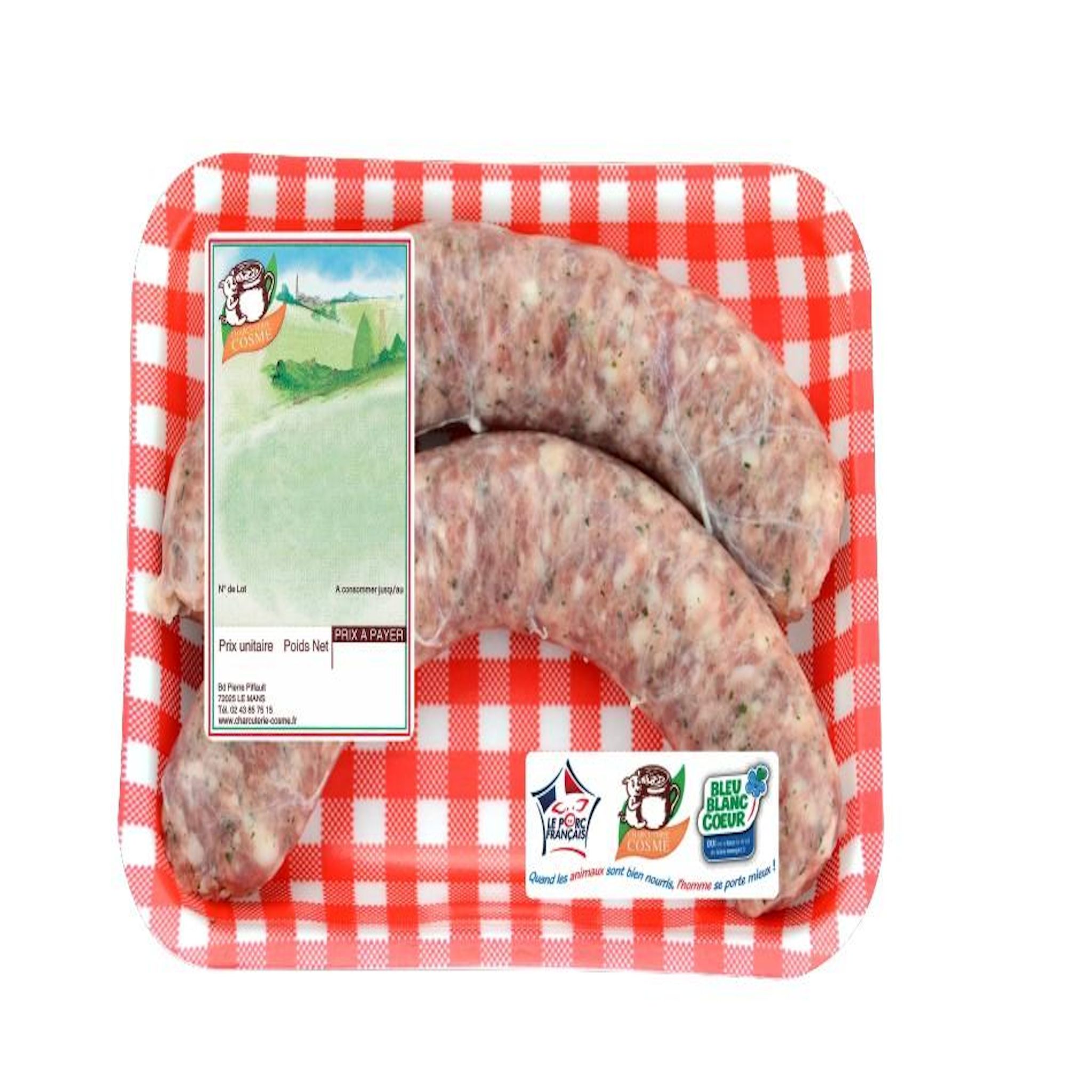 CHARCUTERIE COSME Saucisses persillées 2 pièces 240g