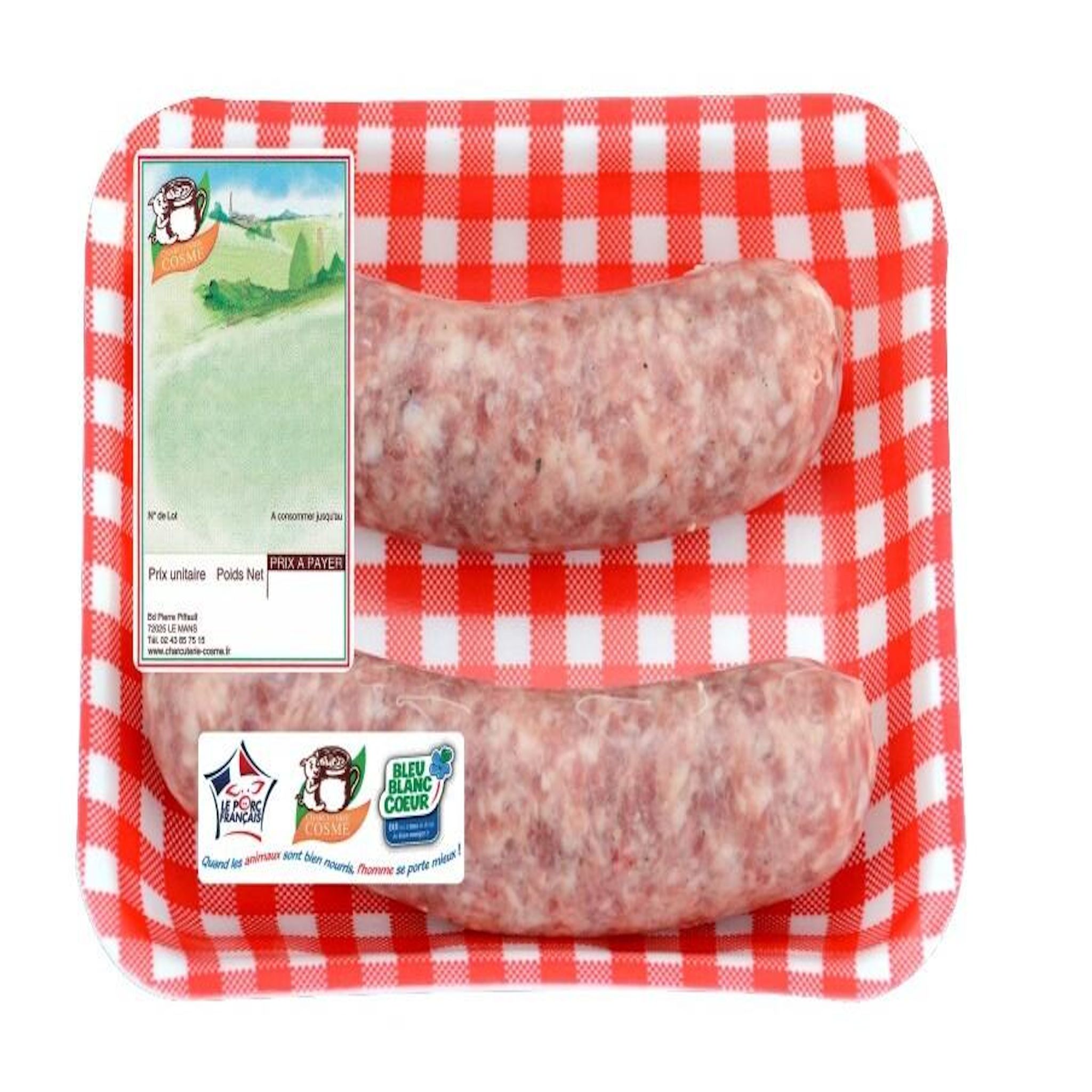 CHARCUTERIE COSME Saucisses nature 2 pièces 240g
