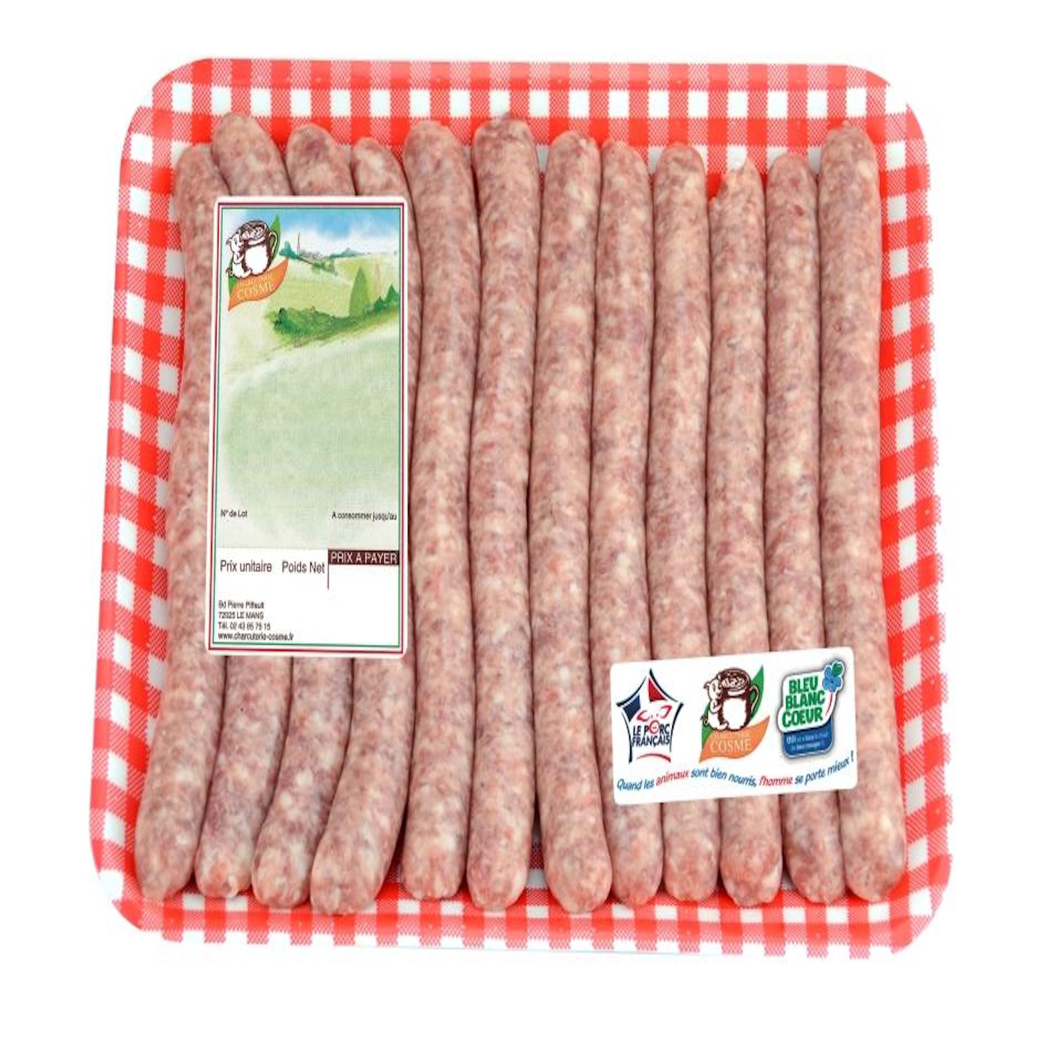 CHARCUTERIE COSME Chipolatas nature 12 pièces 800g