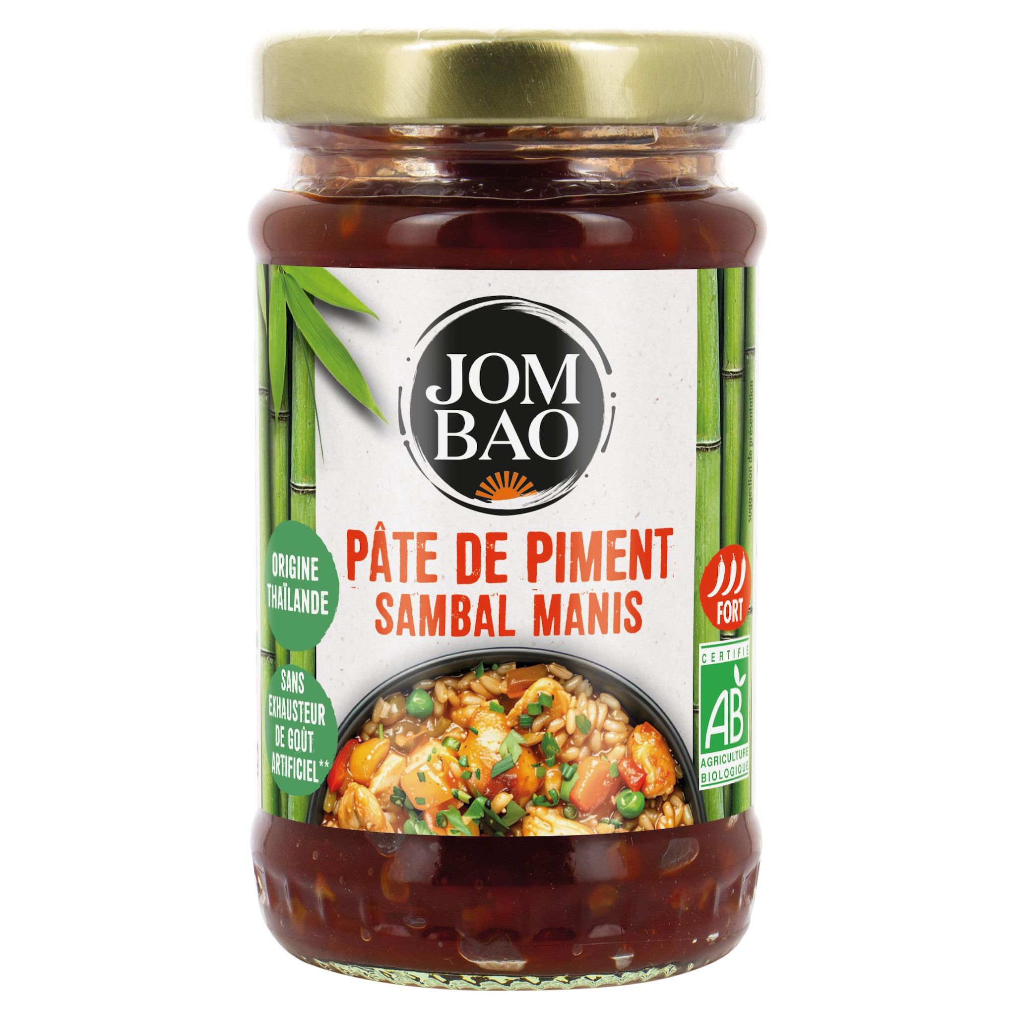 JOM BAO Pâte de piment sambal manis en bocal saveur épicée légèrement sucrée origine thaïlande bio 120g