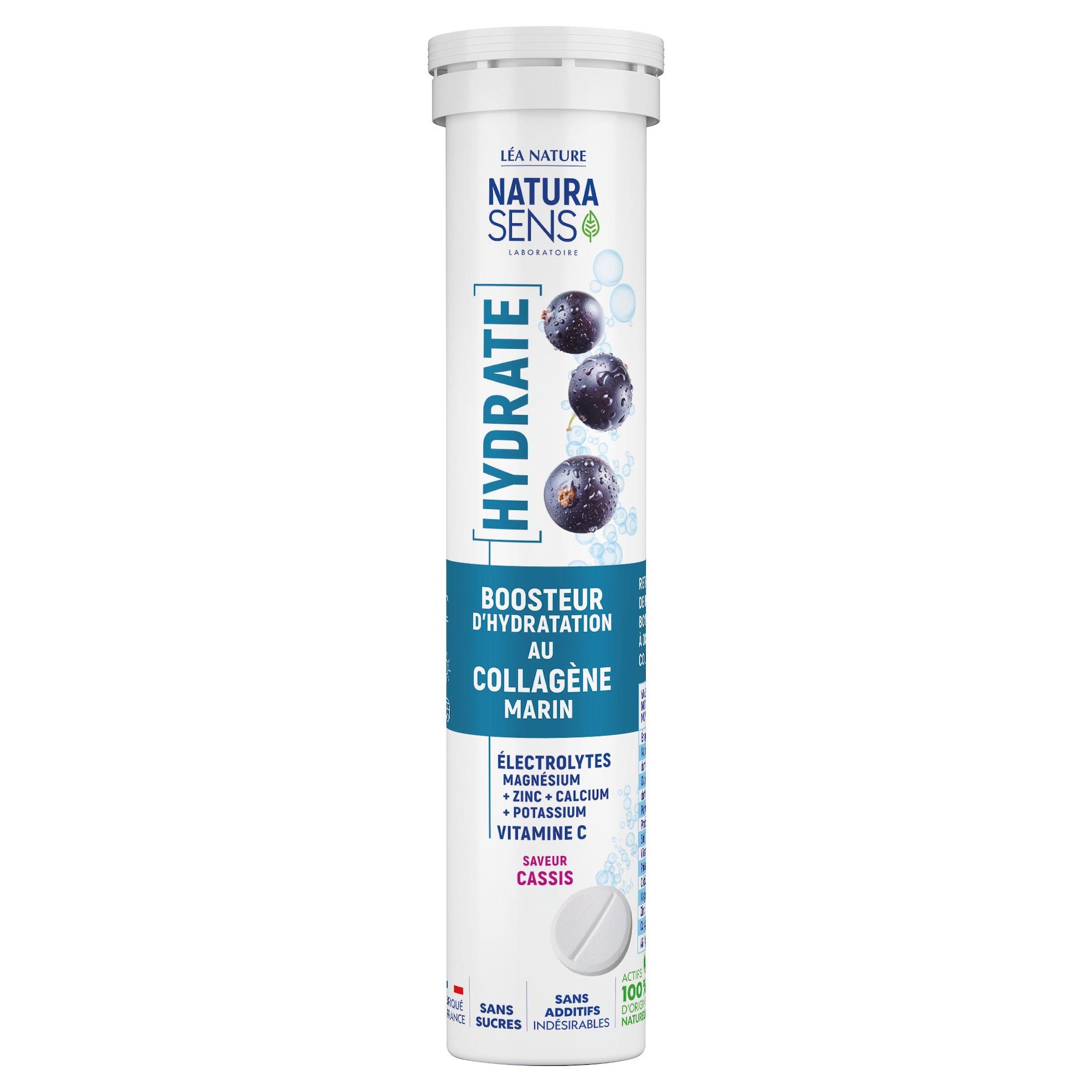 NATURASENS Booster d'hydratation au collagène marin en pastilles saveur cassis 20 pastilles 82g