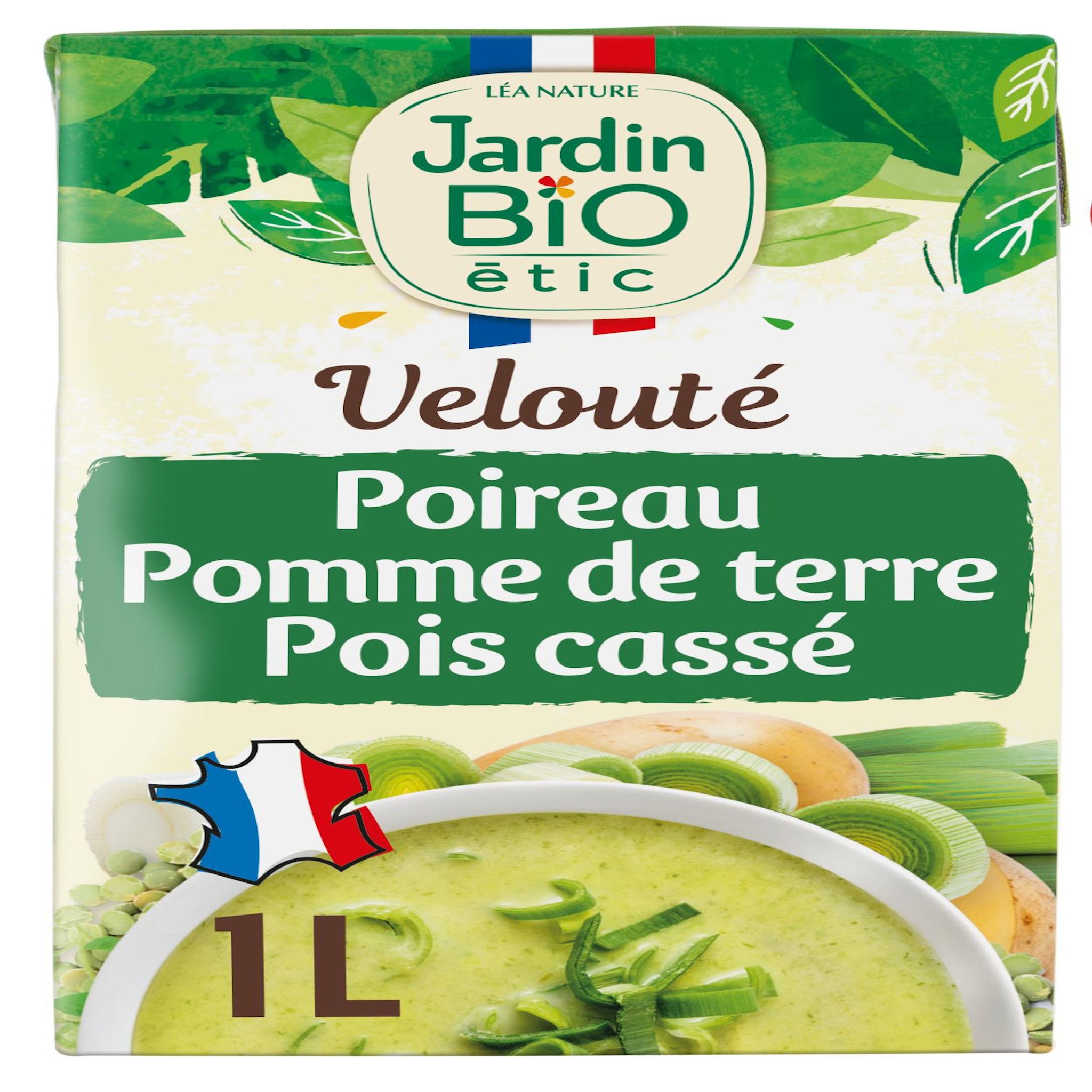 JARDIN BIO Soupe veloutée de poireau pomme de terre et pois cassé 1l
