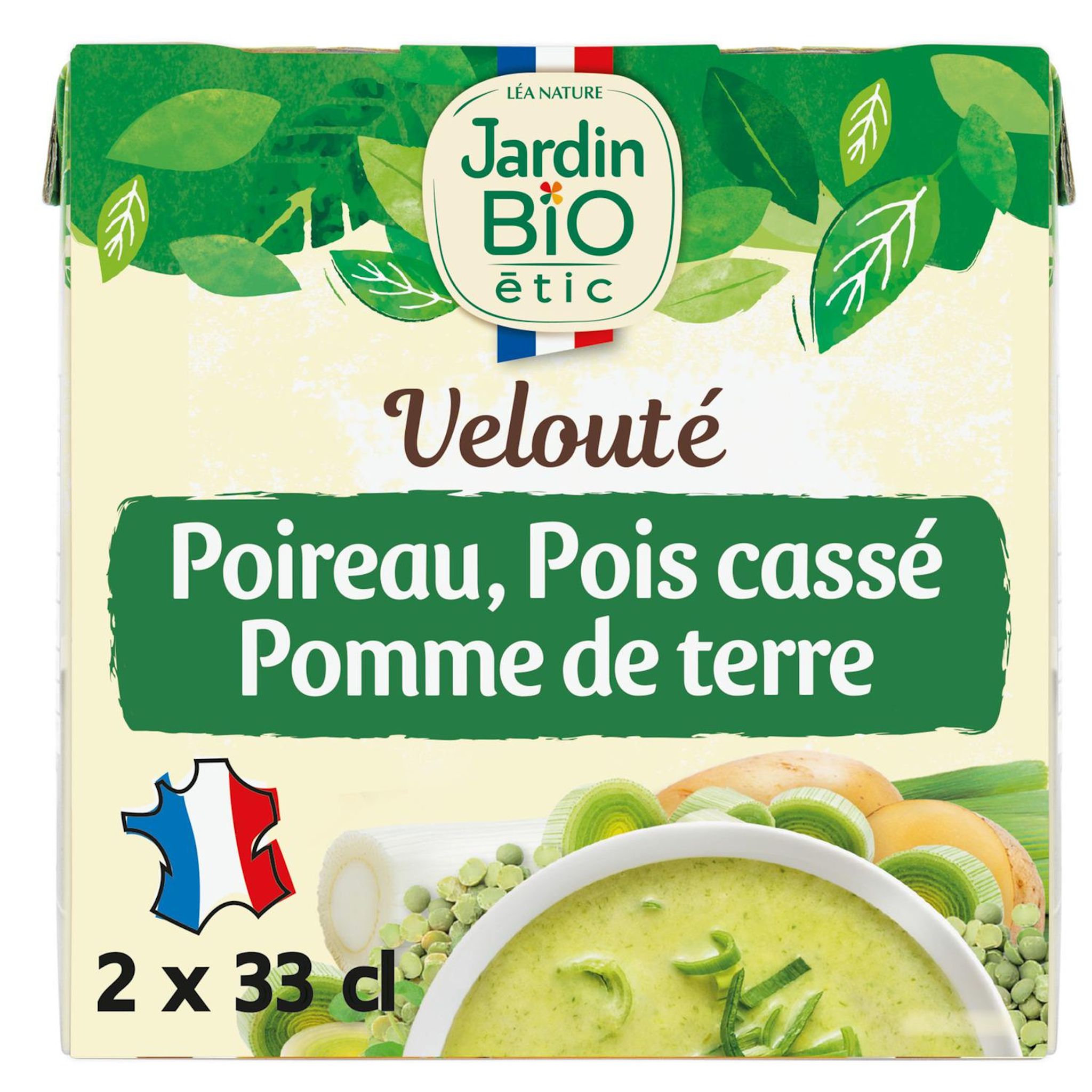 JARDIN BIO Soupe veloutée de poireau pomme de terre et pois cassé 2x33cl