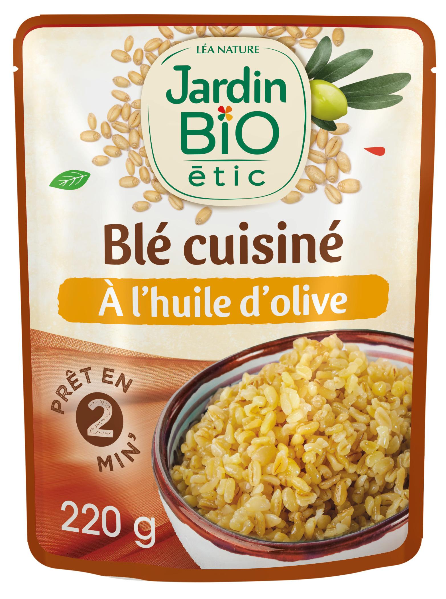 JARDIN BIO Blé cuisiné à l'huile d'olive bio sachet express 1 portion 220g