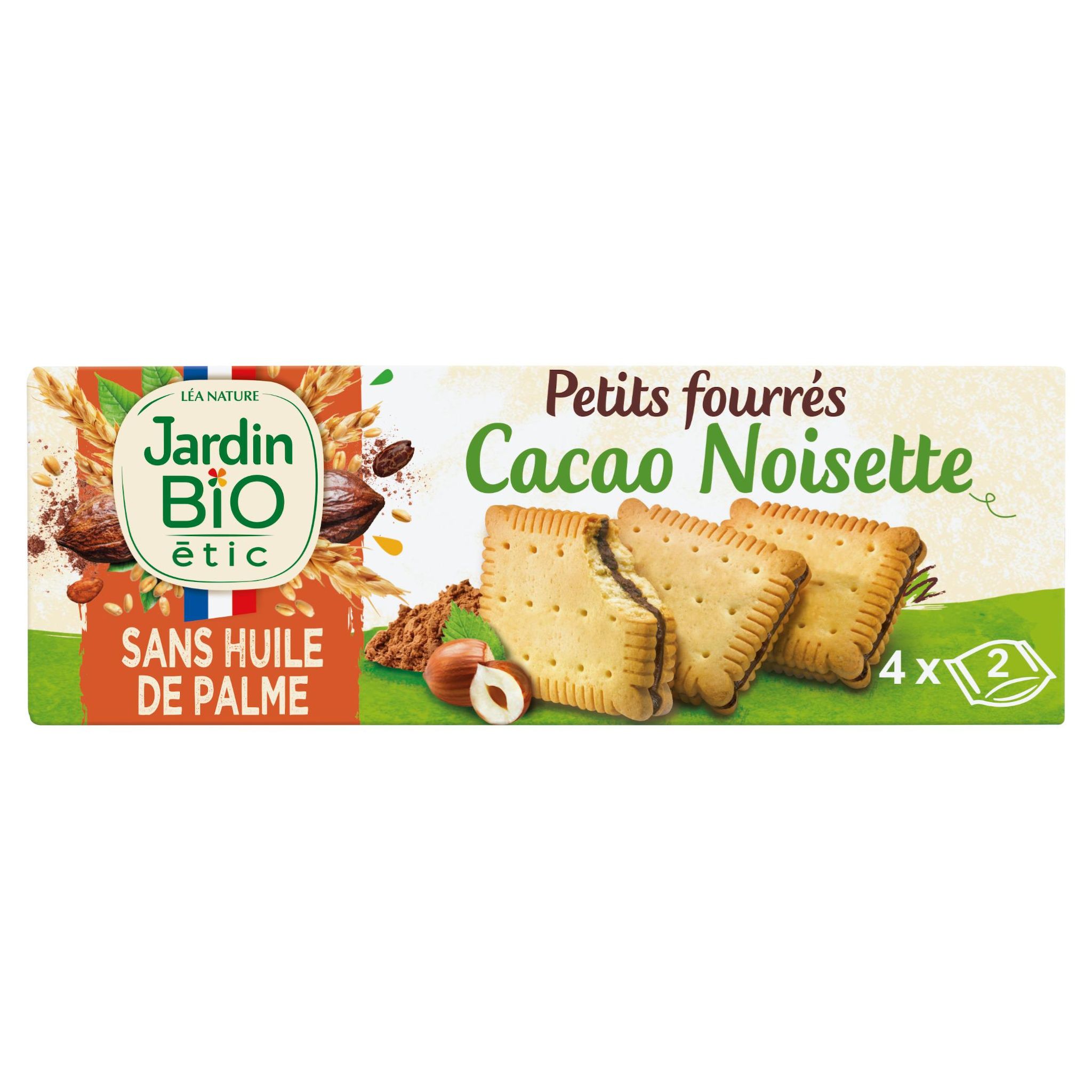 JARDIN BIO ETIC Biscuits fourrés au cacao noisette sans huile de palme 4x2 biscuits 200g