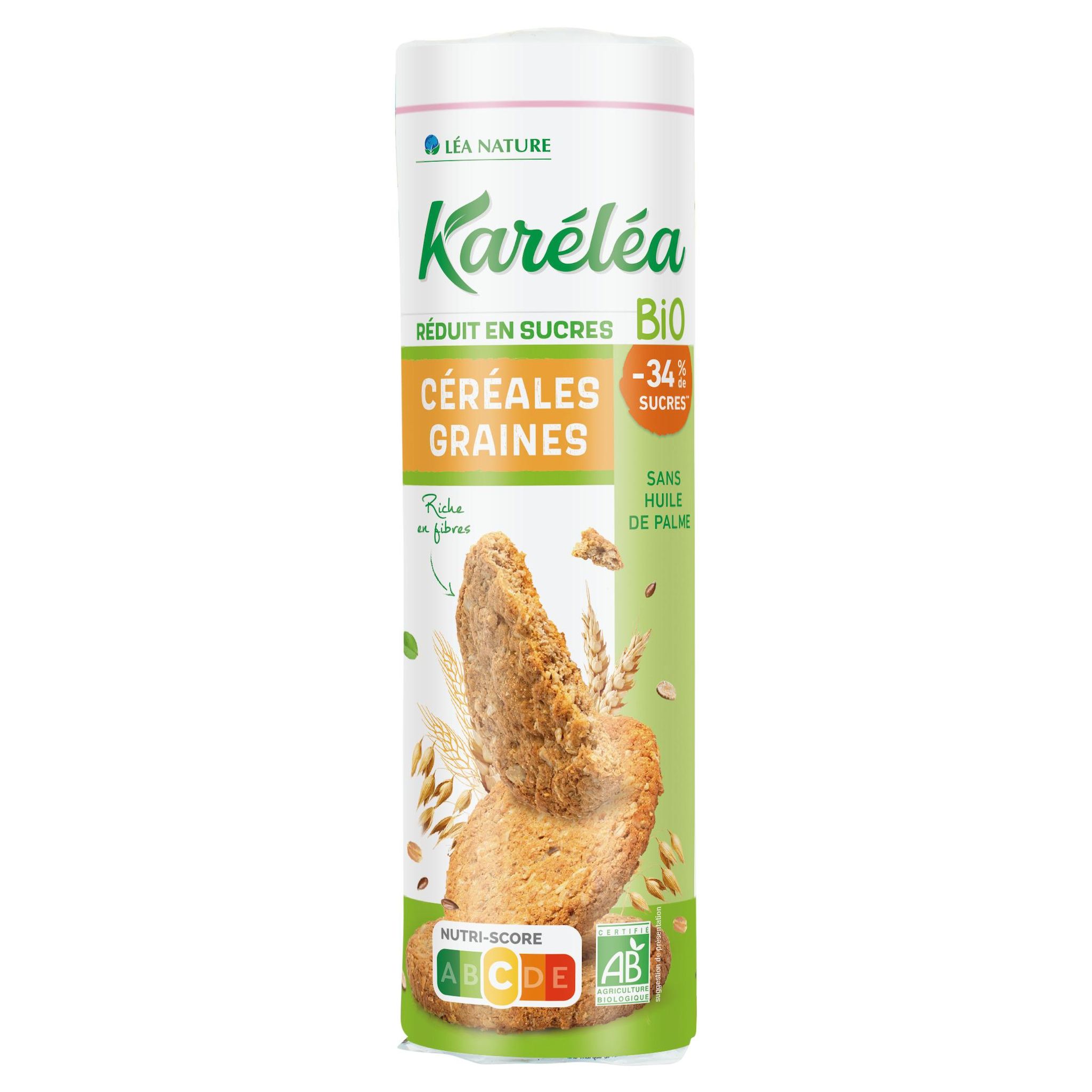 KARELEA Biscuits aux céréales et aux graines bio -35% de sucres 250g