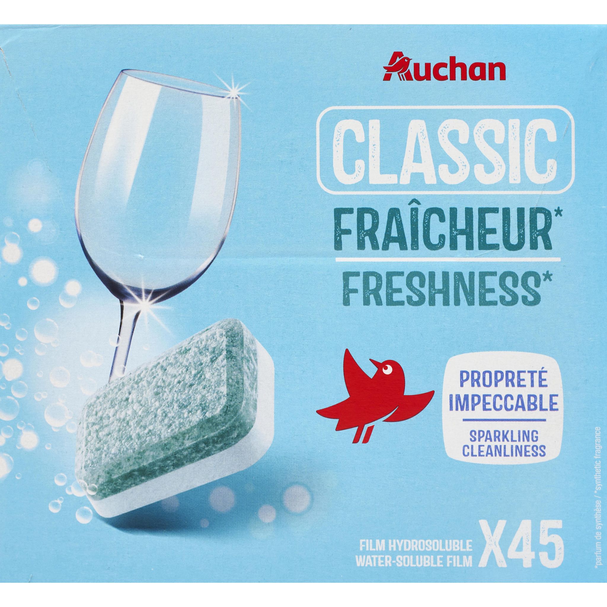 AUCHAN Tablettes lave-vaisselle fraîcheur 45 tablettes