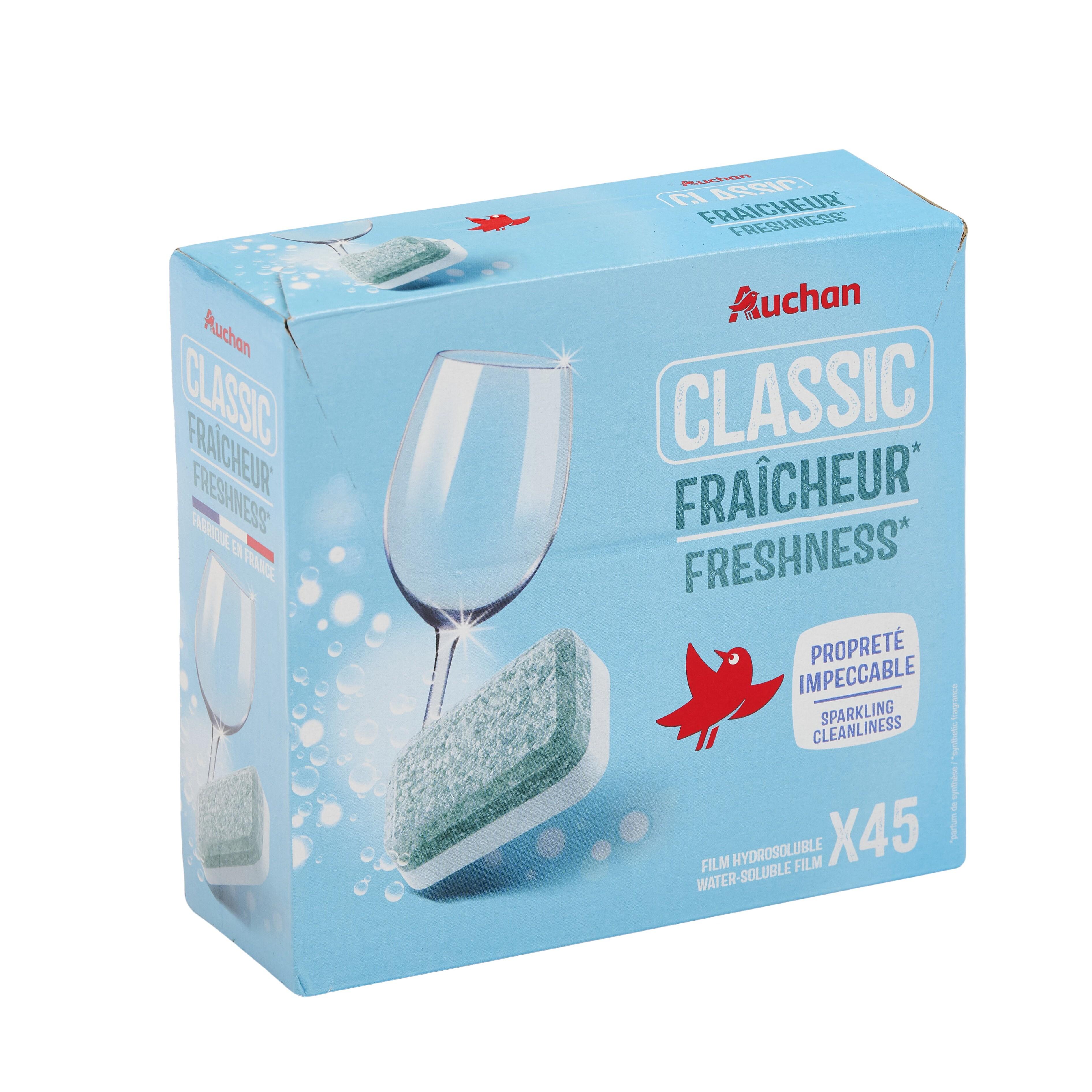 Voir la diapositive 2 : AUCHAN Tablettes lave-vaisselle fraîcheur 45 lavages 450g