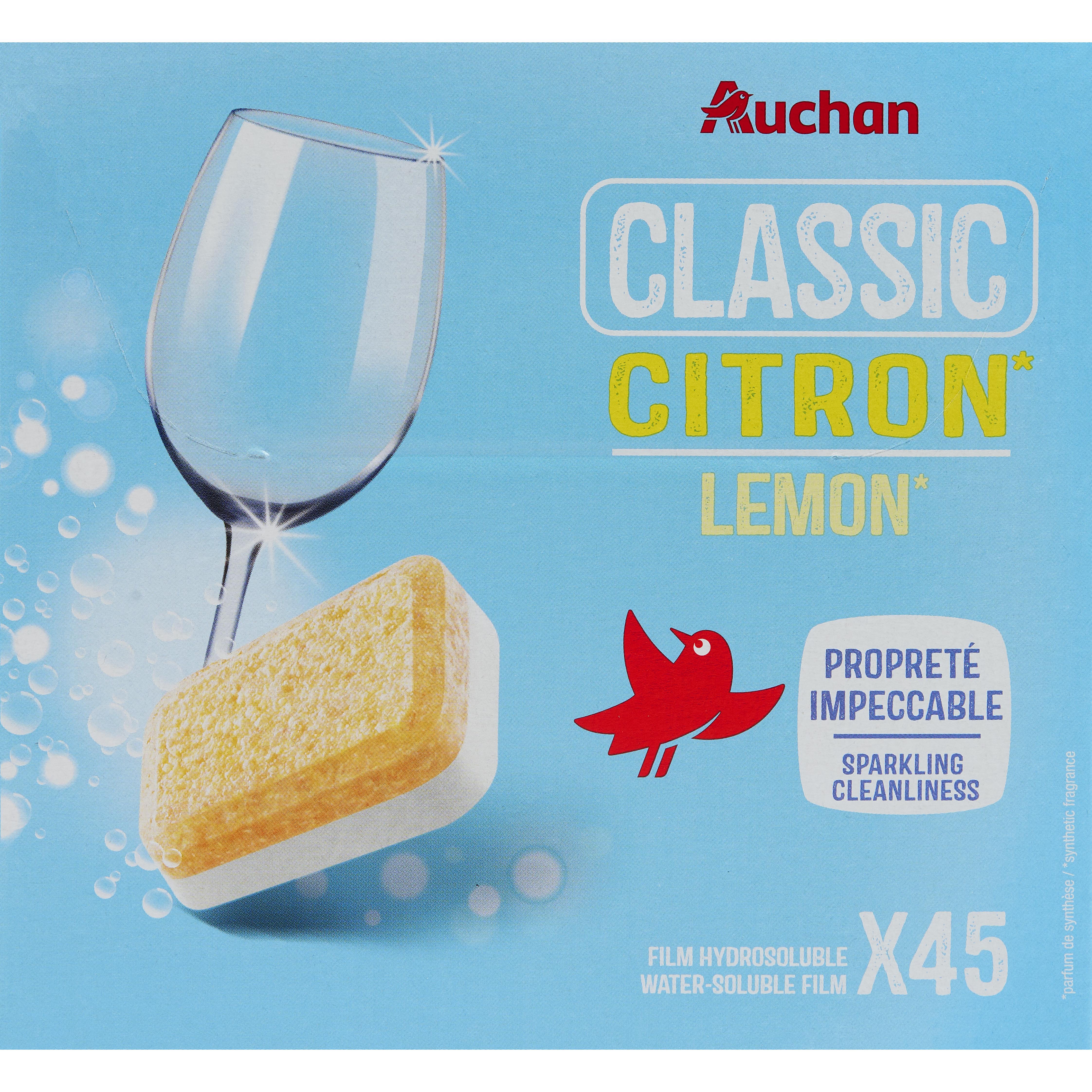 AUCHAN Tablettes lave-vaisselle citron 45 tablettes