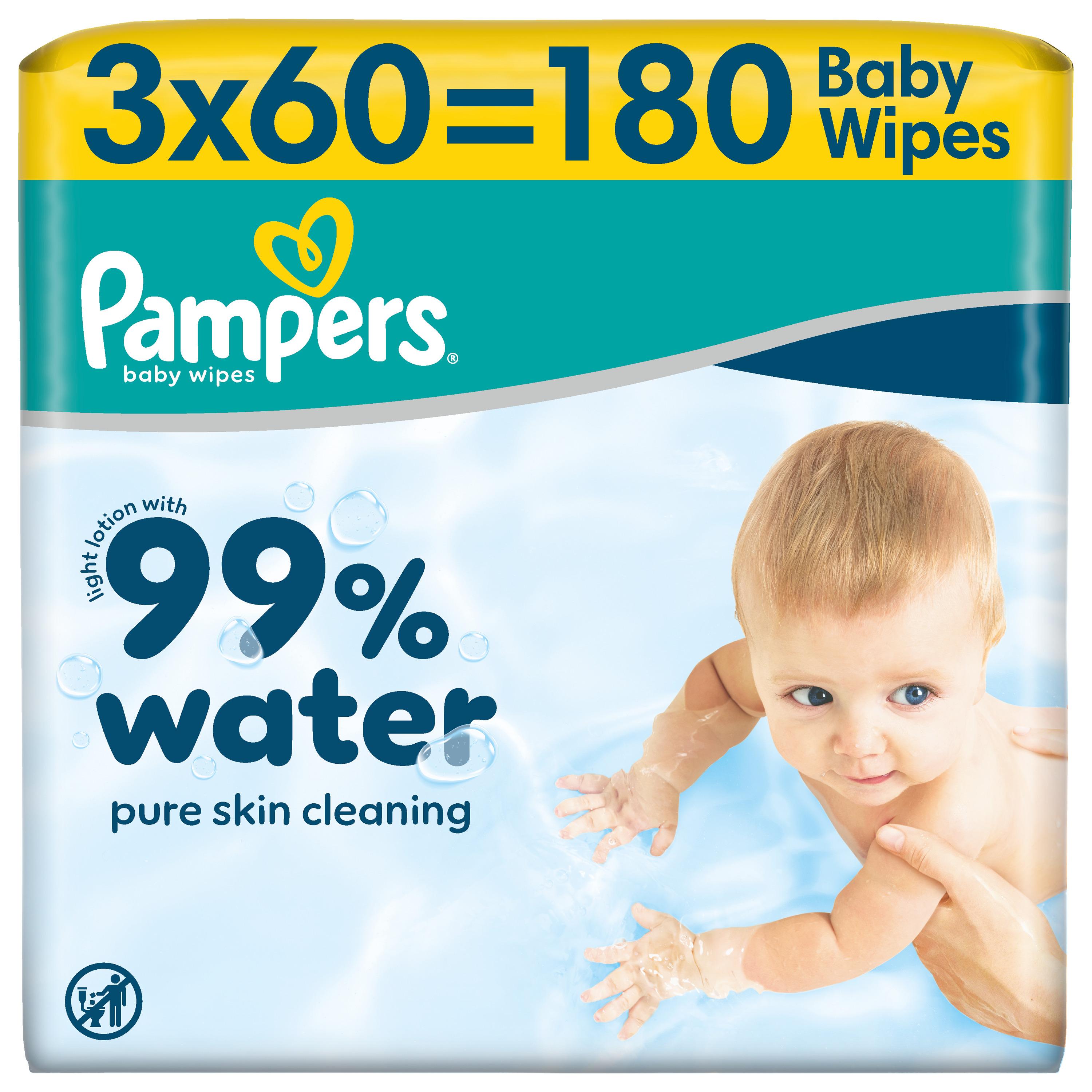 PAMPERS Aqua Pure lingettes pour bébé 180 lingettes