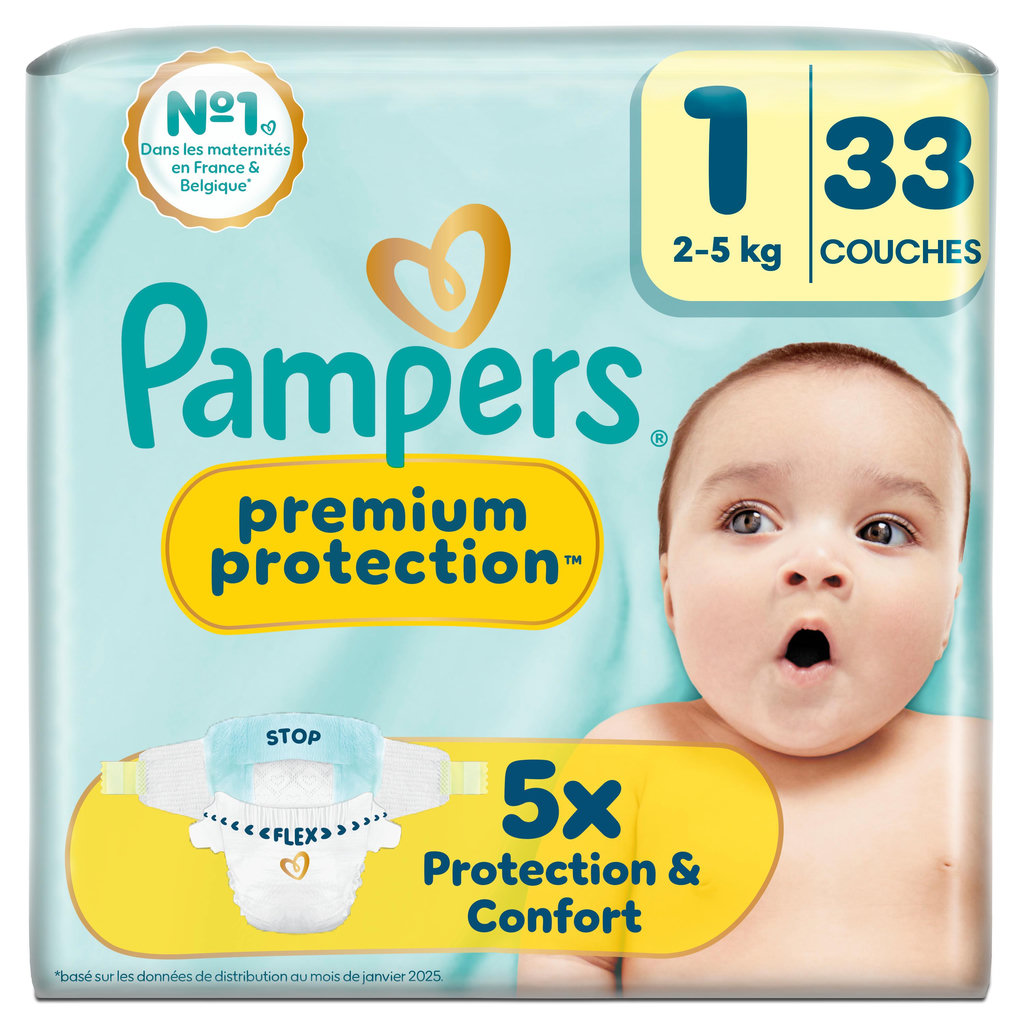 PAMPERS Premium Protection couches taille 1 (2-5kg) 33 couches