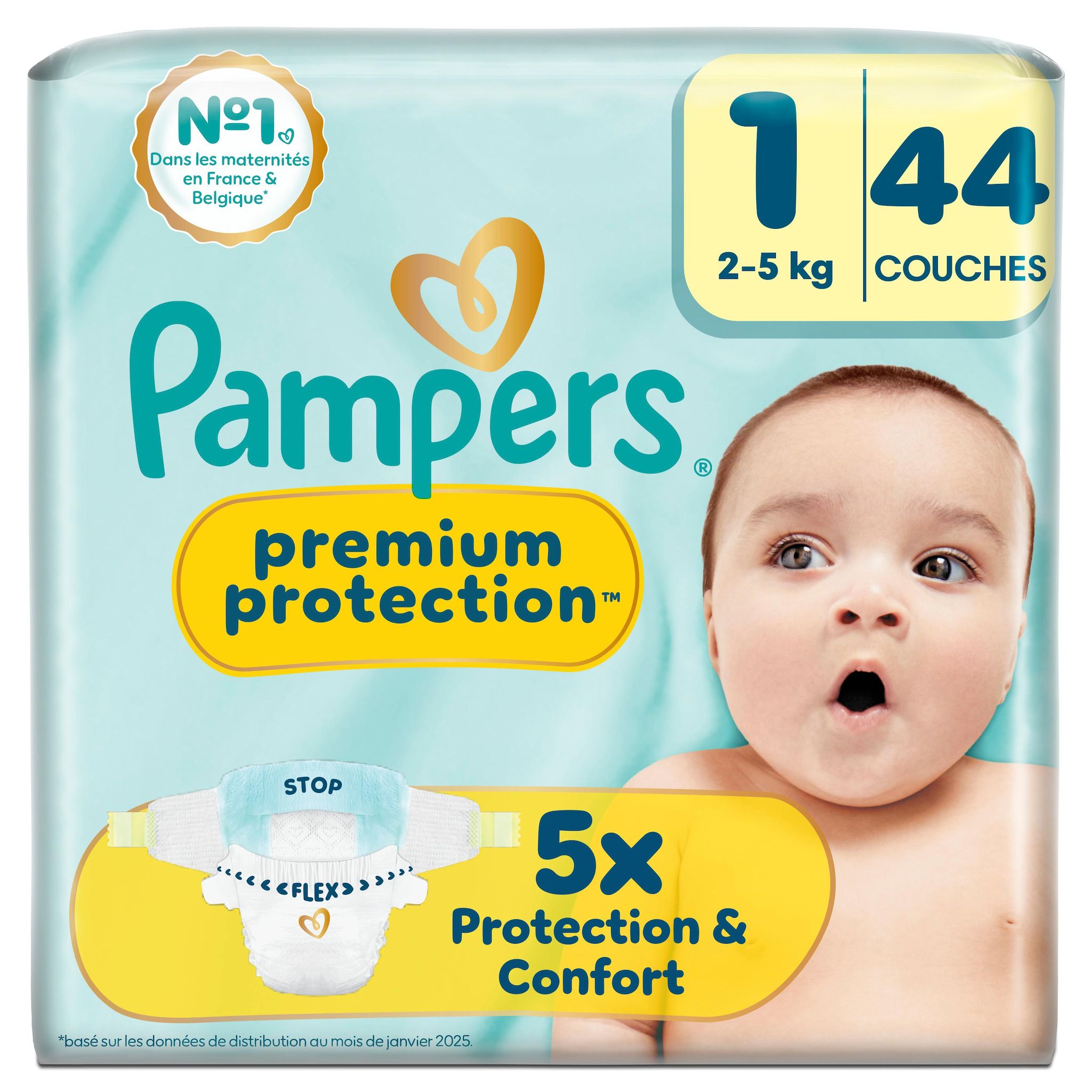 PAMPERS Premium Protection couches taille 1 (2-5kg) 44 couches