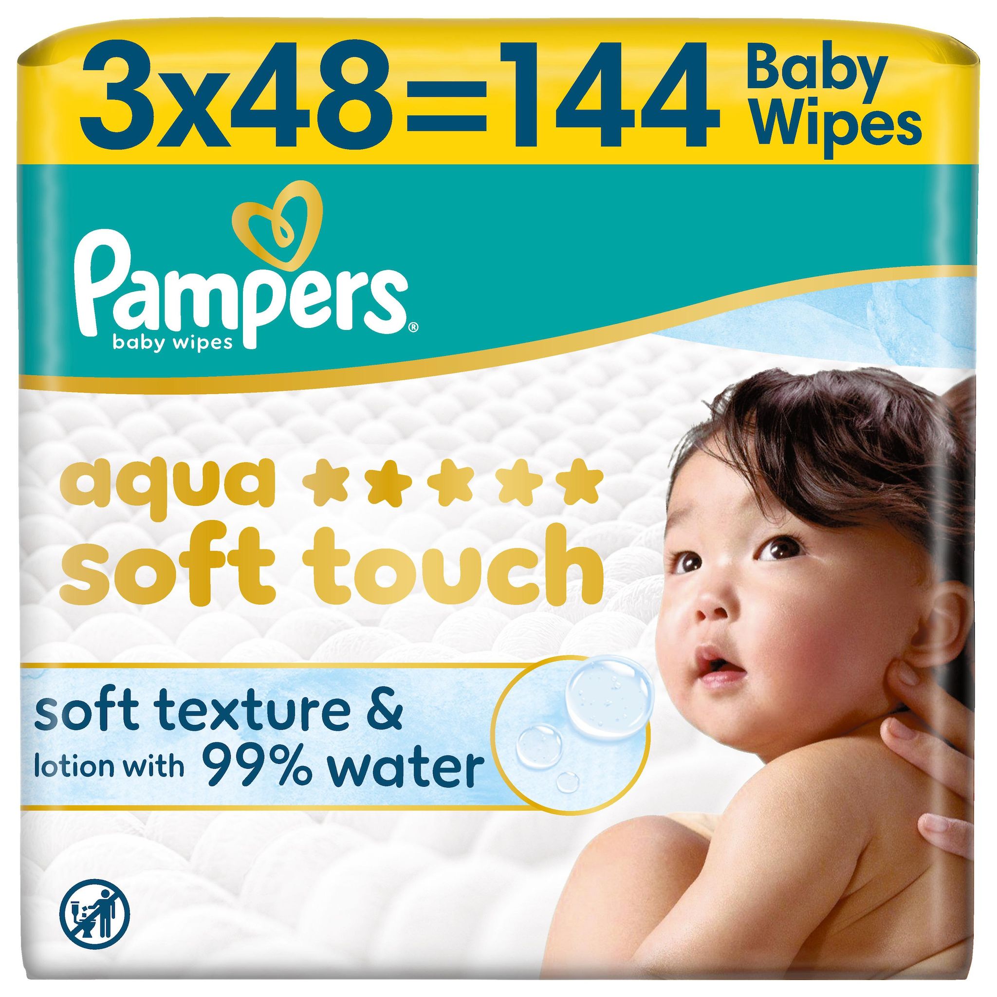 PAMPERS Aqua toucher doux lingettes pour bébé 144 lingettes
