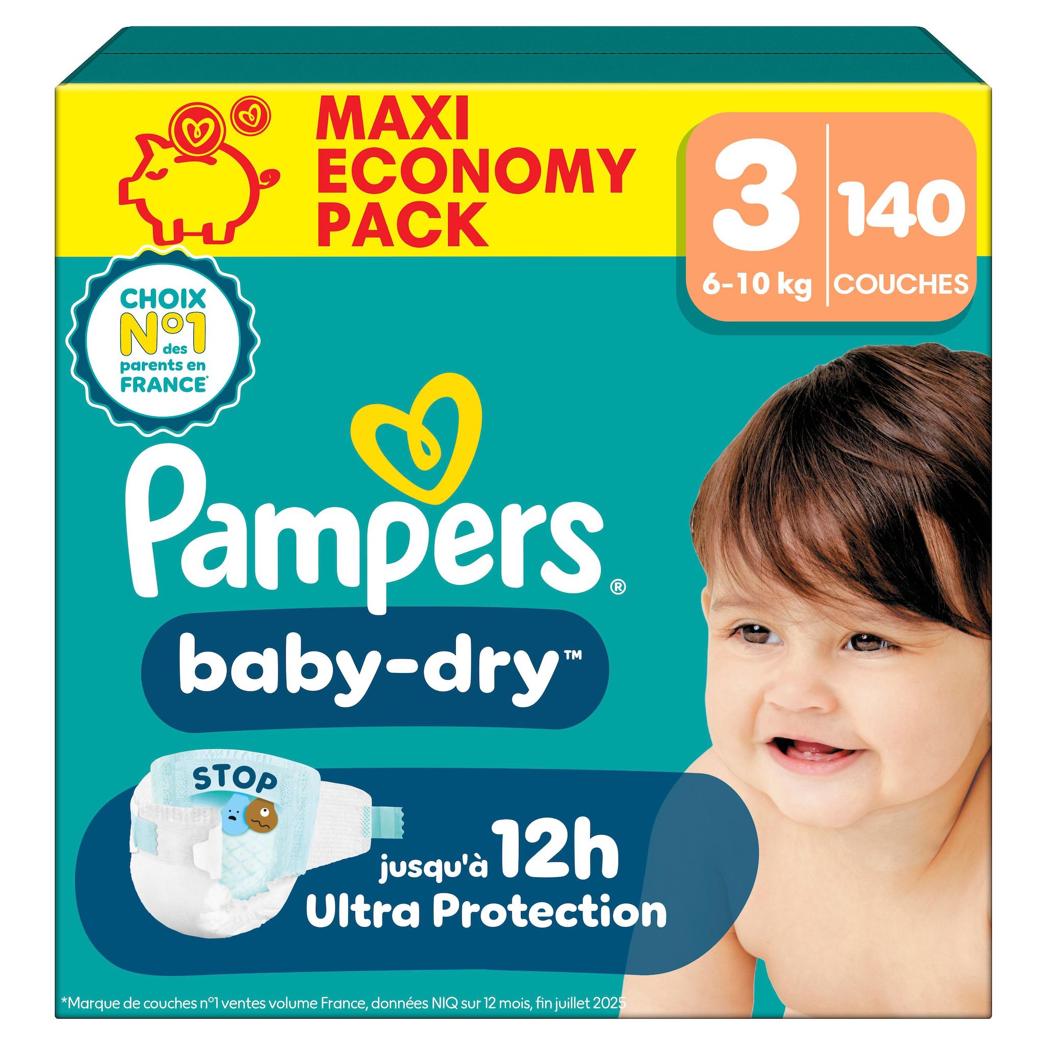 PAMPERS Baby Dry couches taille 3 (6-10kg) 140 couches