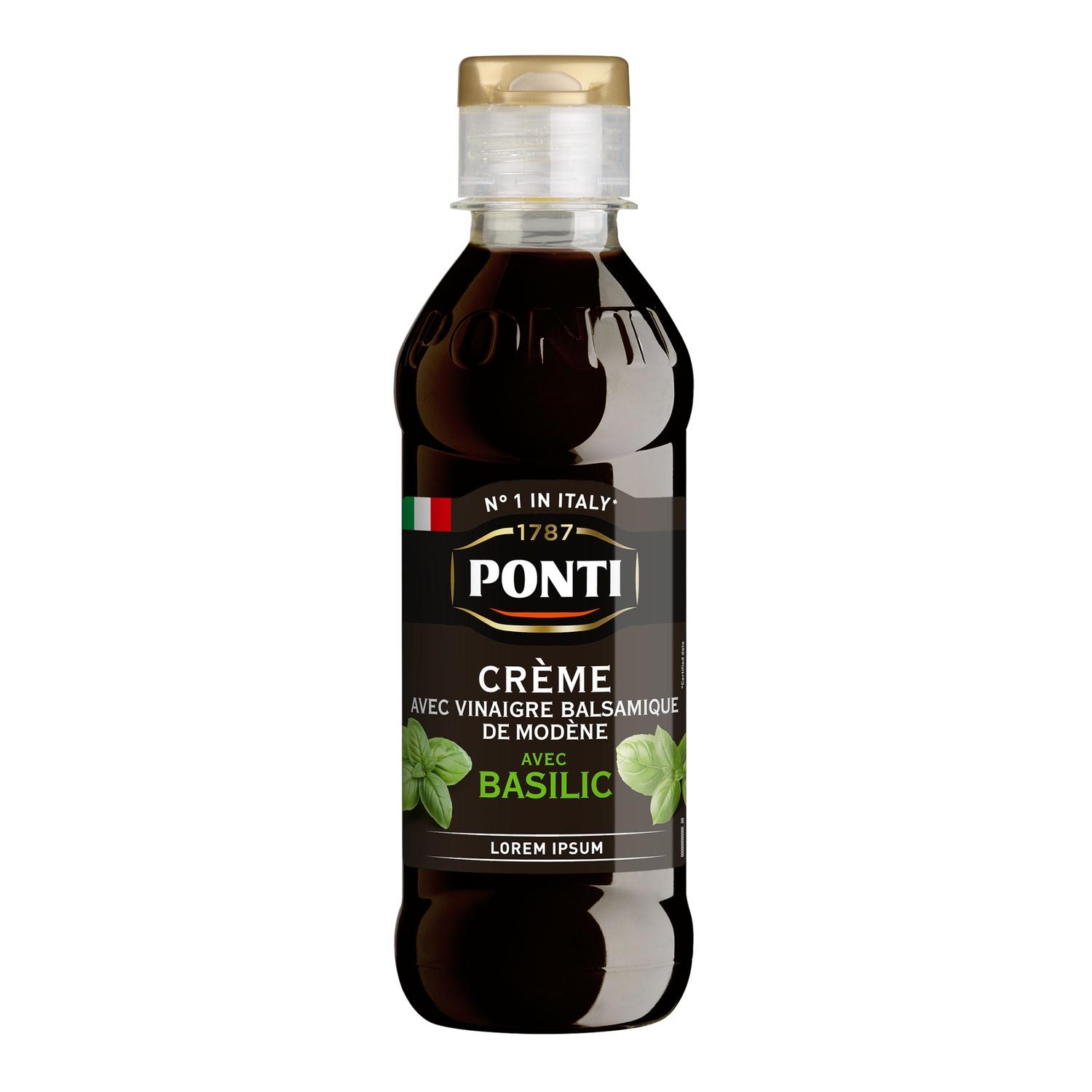 PONTI Vinaigre balsamique de Modène au basilic en bouteille 250g
