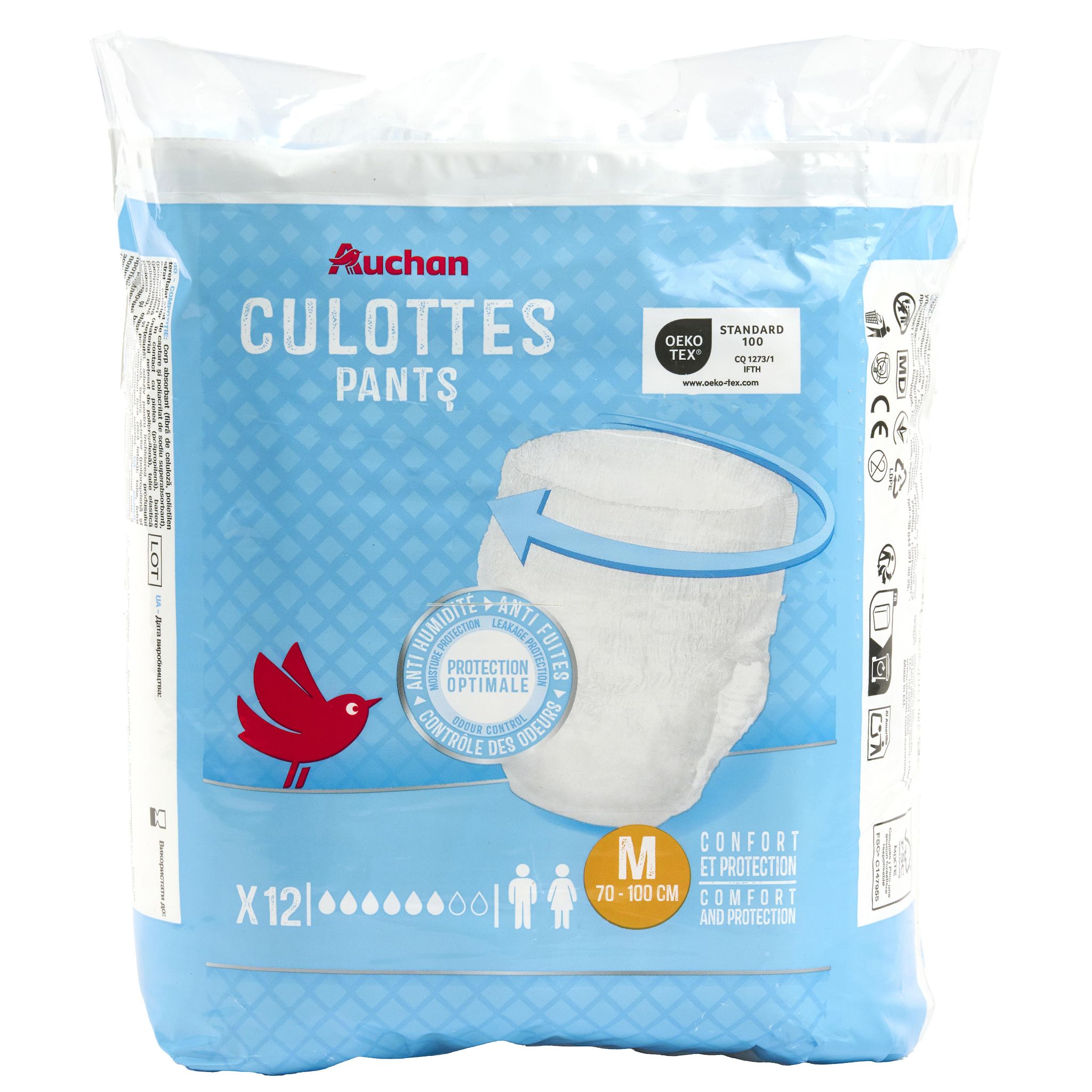 AUCHAN Culottes incontinence taille M 12 pièces