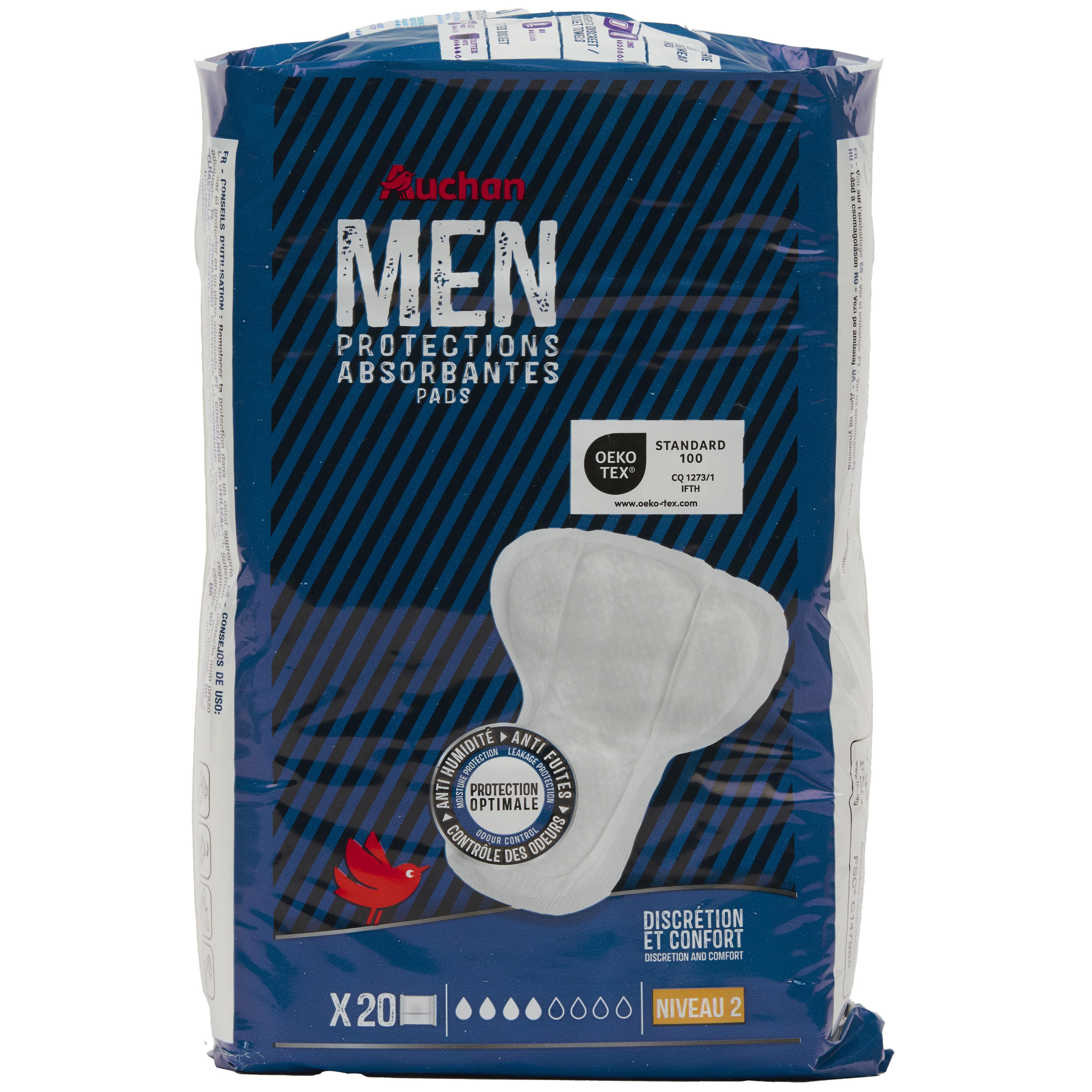 AUCHAN Serviettes incontinences protections absorbantes Men Niveau 2 20 pièces
