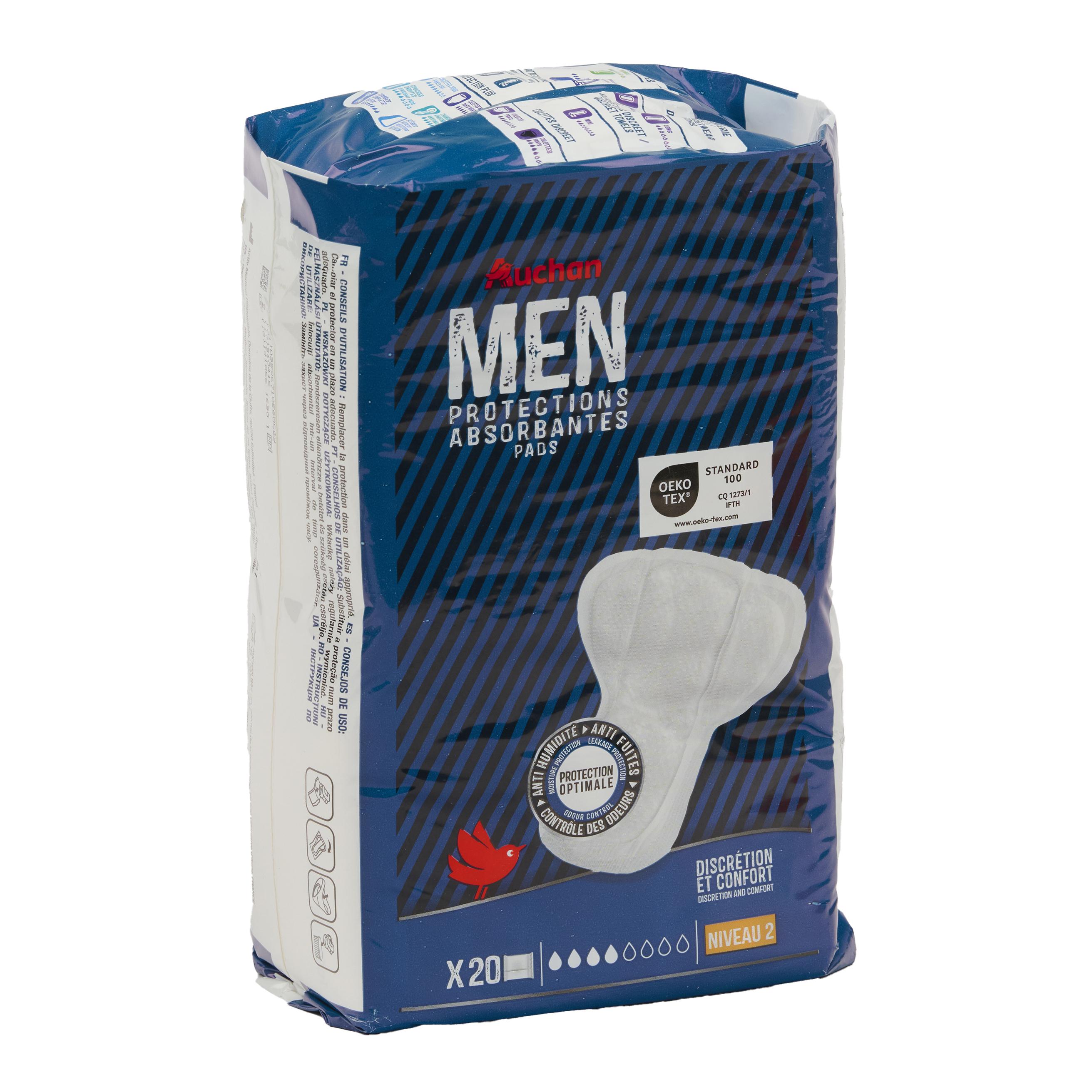 Voir la diapositive 2 : AUCHAN Serviettes incontinences protections absorbantes Men Niveau 2 20 pièces
