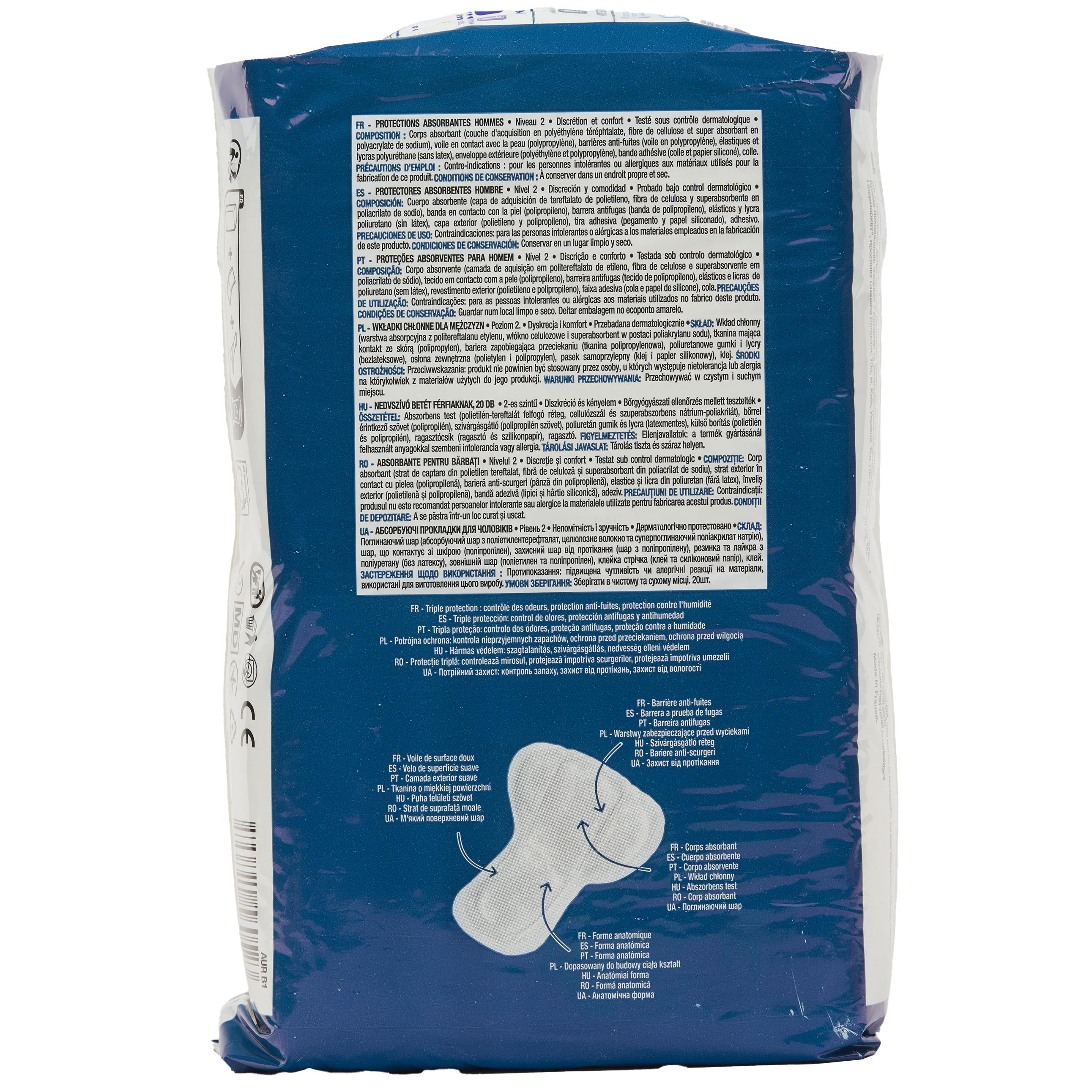 Voir la diapositive 4 : AUCHAN Serviettes incontinences protections absorbantes Men Niveau 2 20 pièces