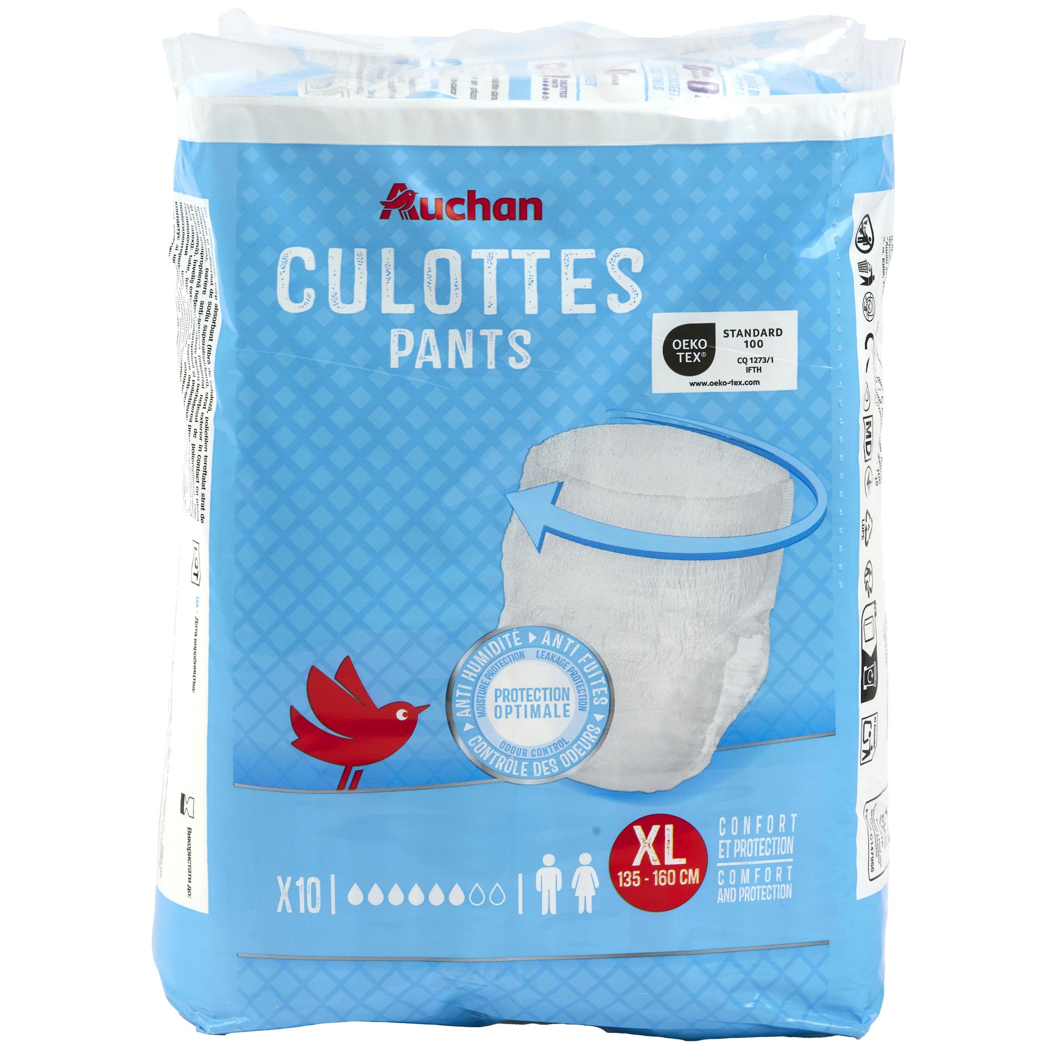 AUCHAN Culottes incontinence taille XL 10 pièces