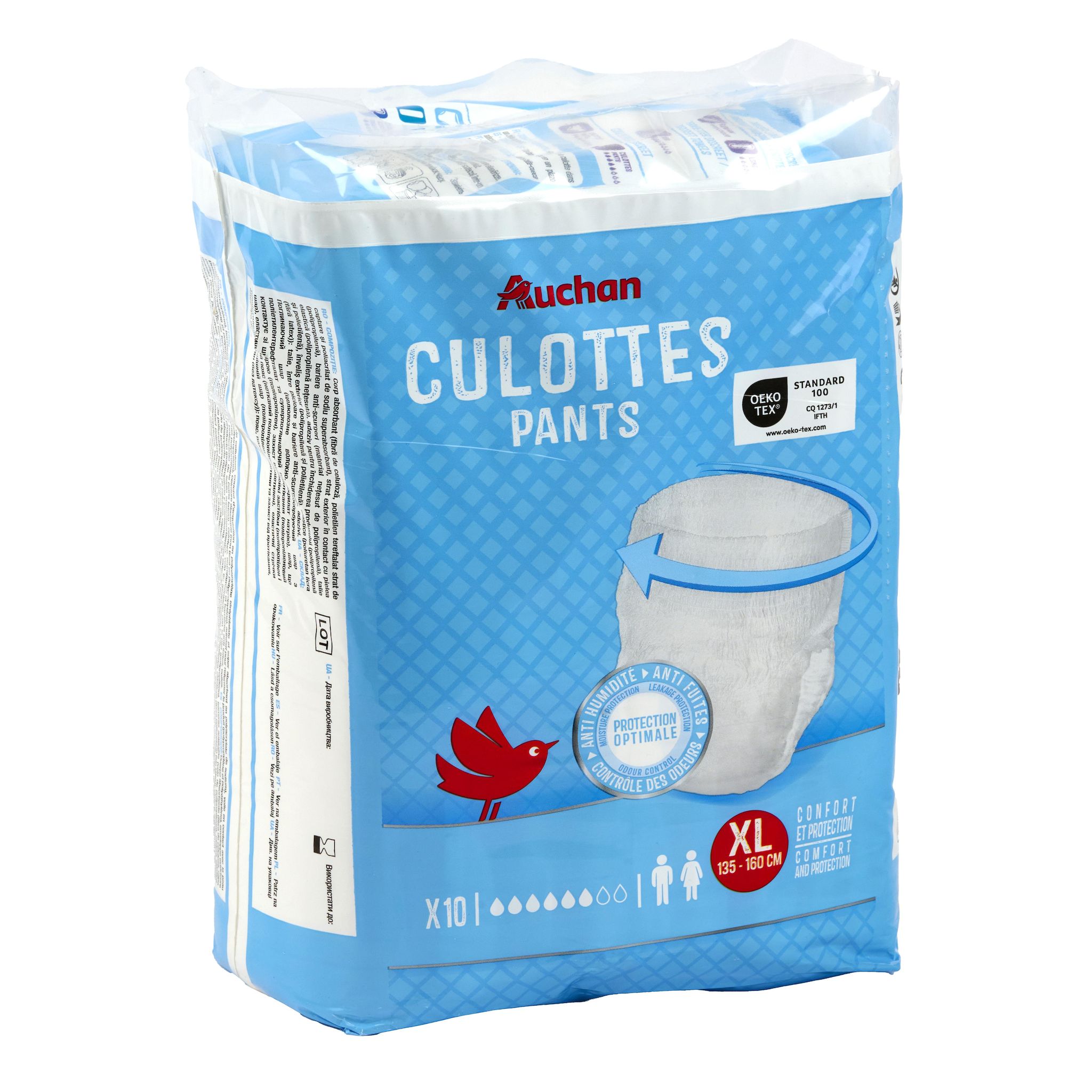Voir la diapositive 3 : AUCHAN Culottes incontinence taille XL 10 pièces