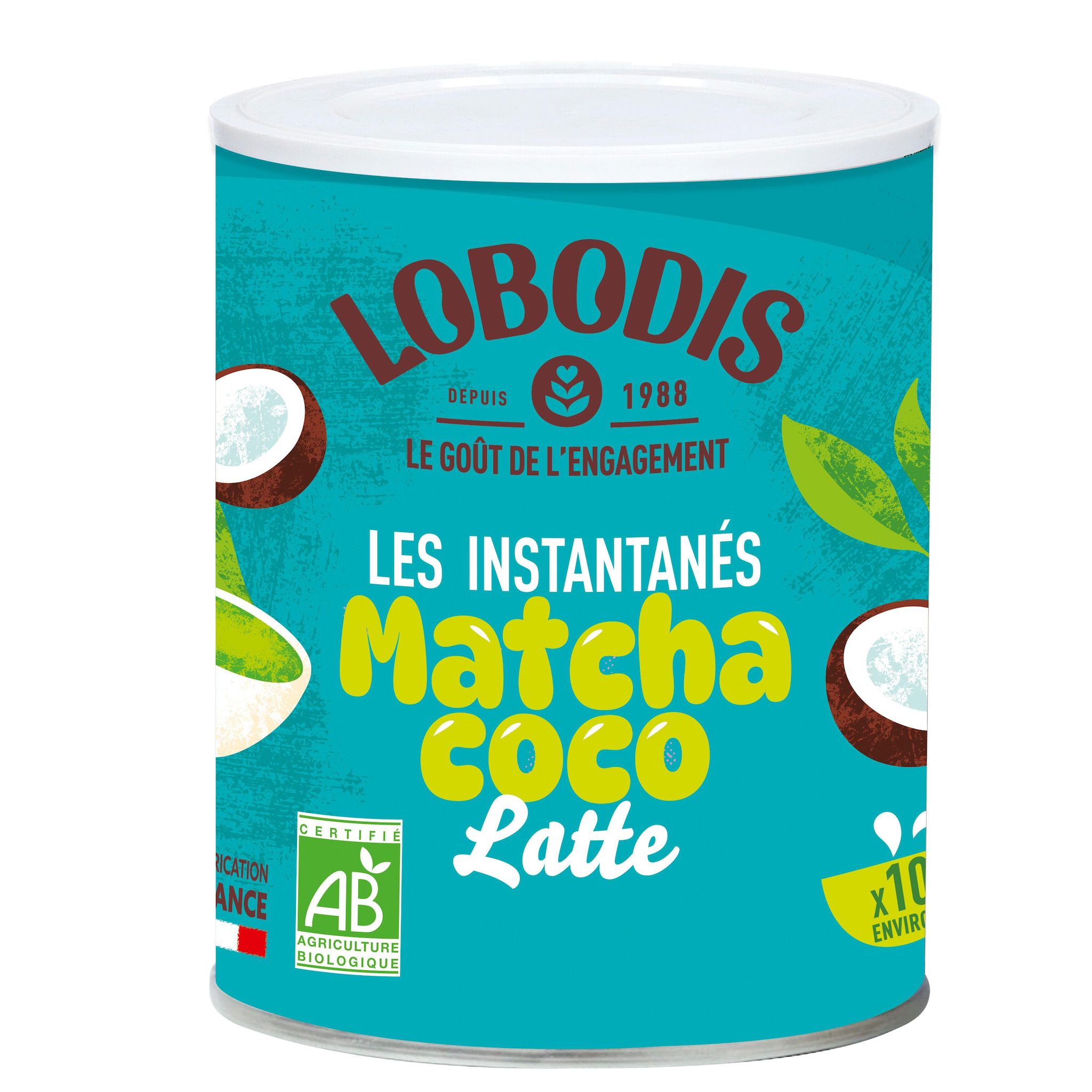 LOBODIS Les Instantanés Boisson matcha coco latte bio 10 portions 150g