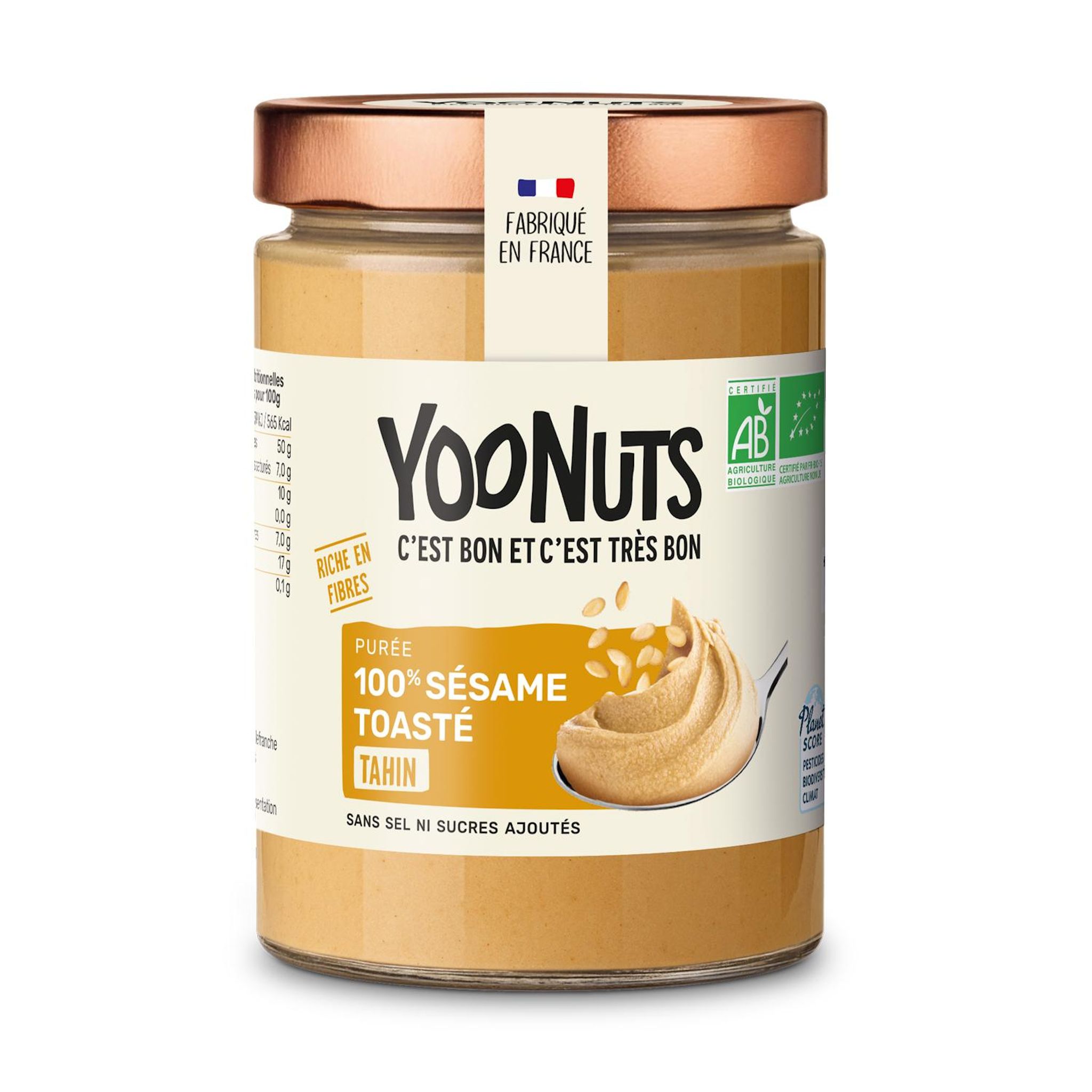 YOONUTS Purée 100% de sésame toasté tahin sans sel ni sucres ajoutés bio 300g