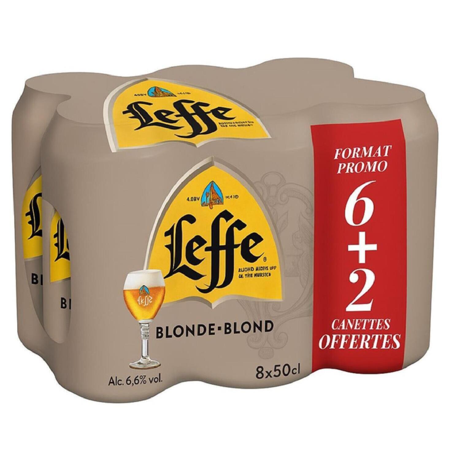 LEFFE Bière blonde 6.6% boîte 6 boîtes + 2 offertes 8x50cl