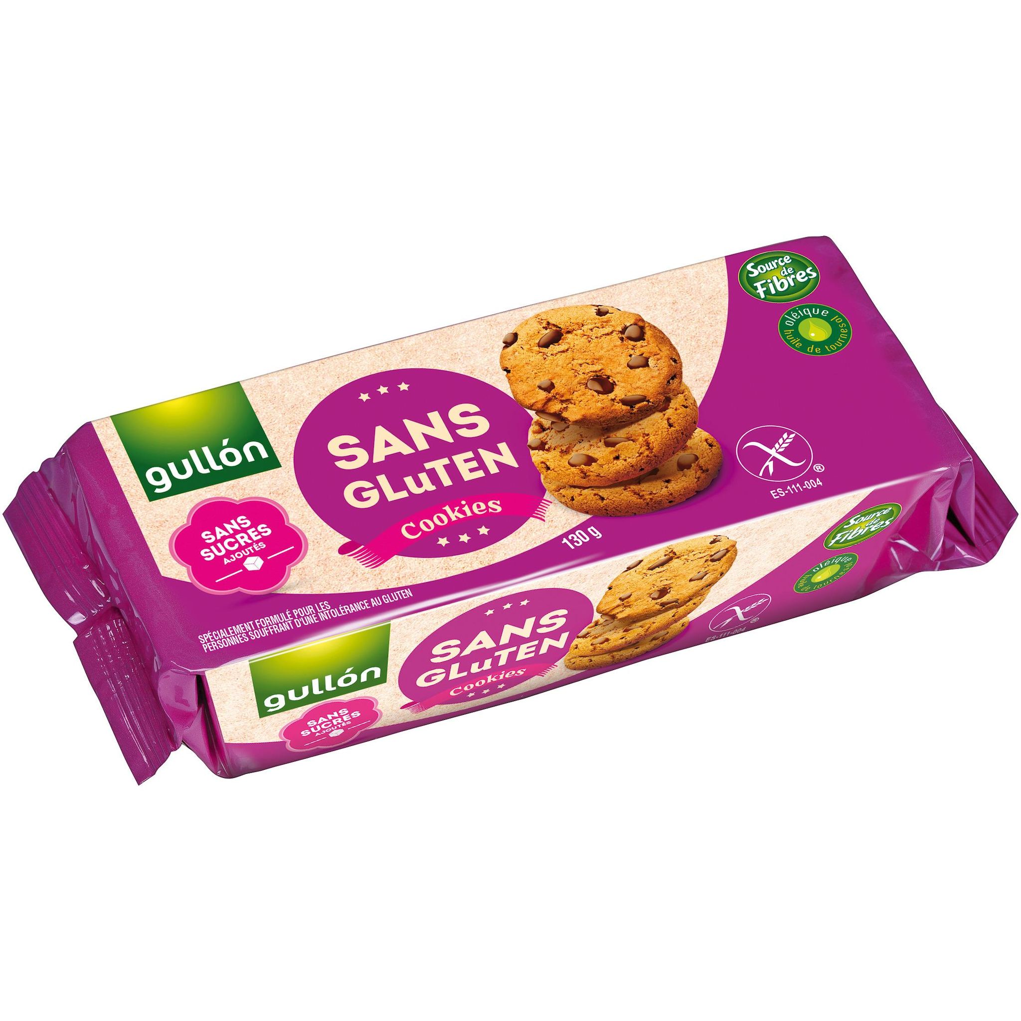 GULLON Cookies aux pépites de chocolat sans gluten et sans sucres ajoutés 125g