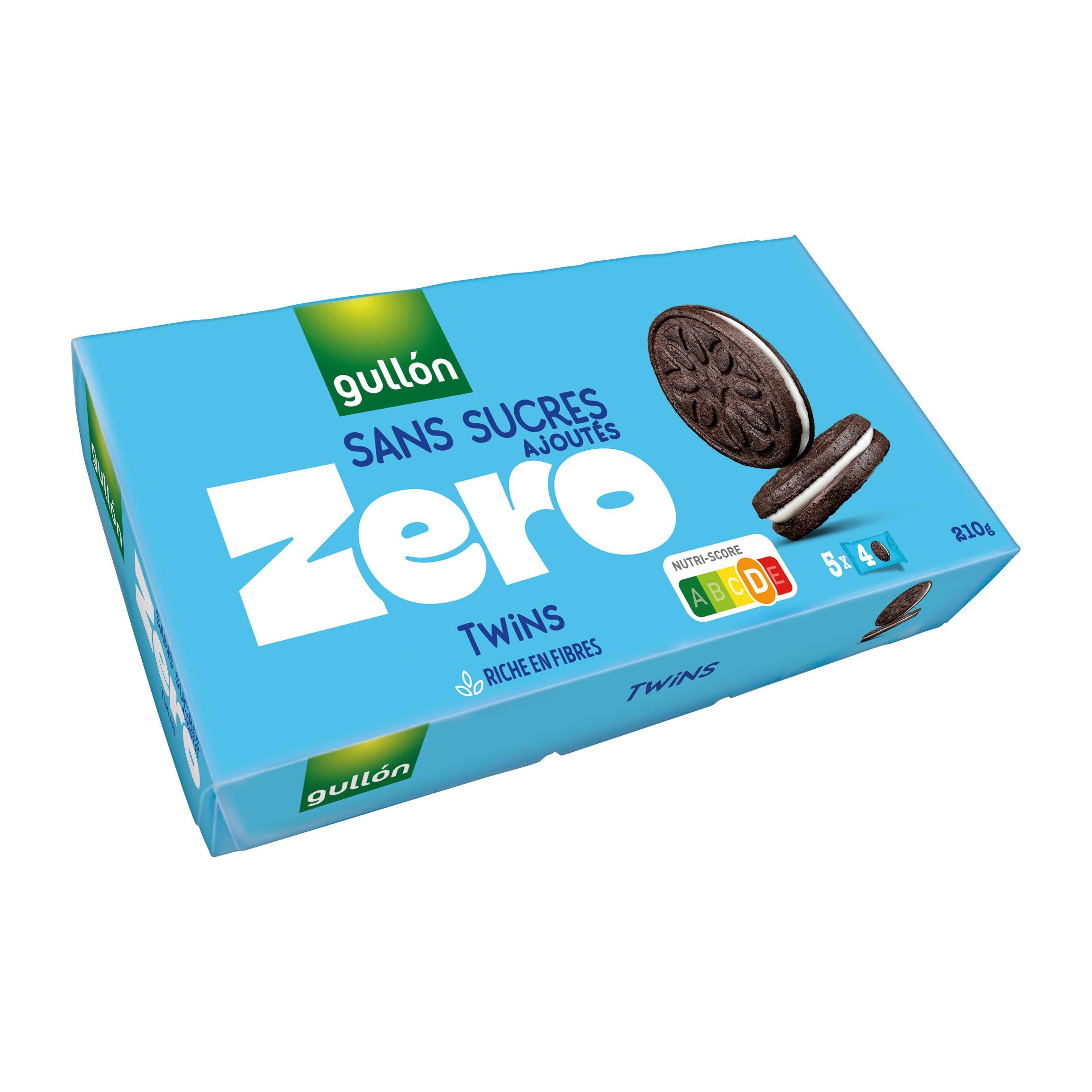 GULLON Twins Biscuits fourrés sans sucres ajoutés au cacao et vanille 5x4 biscuits 210g