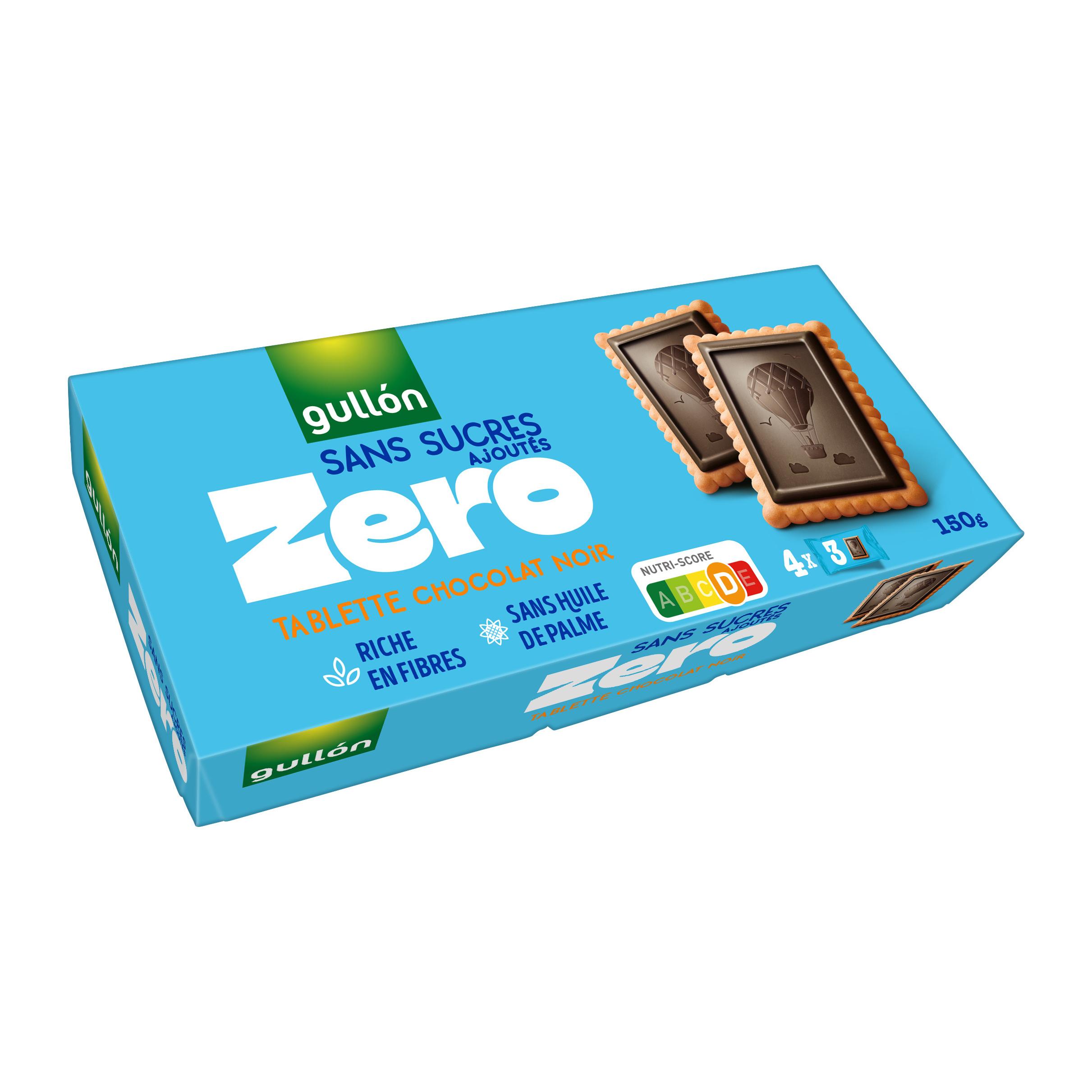 GULLON Biscuits tablette au chocolat noir sans sucres ajoutés 4x3 biscuits 150g