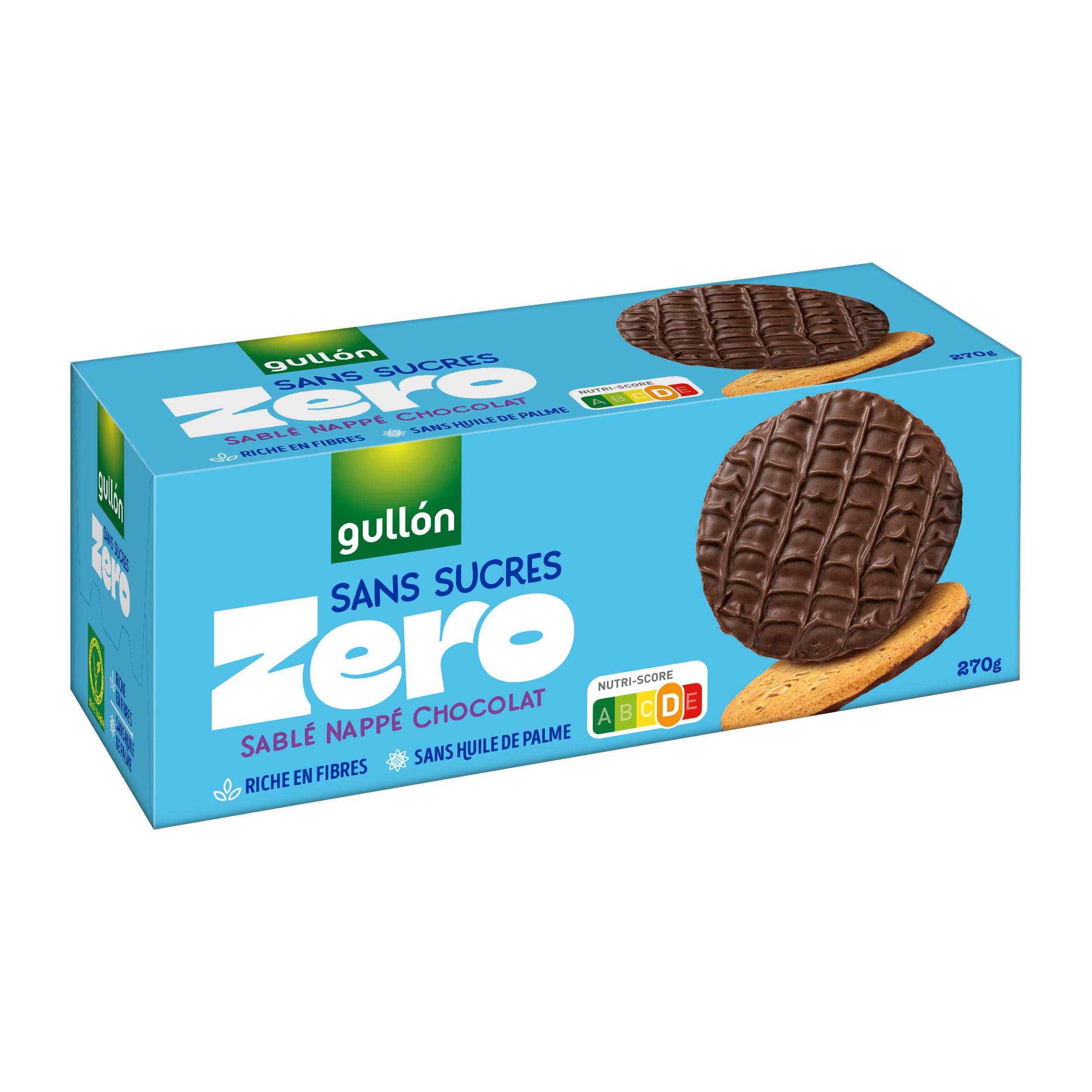 GULLON Biscuits sablés nappés au chocolat noir sans sucres 270g