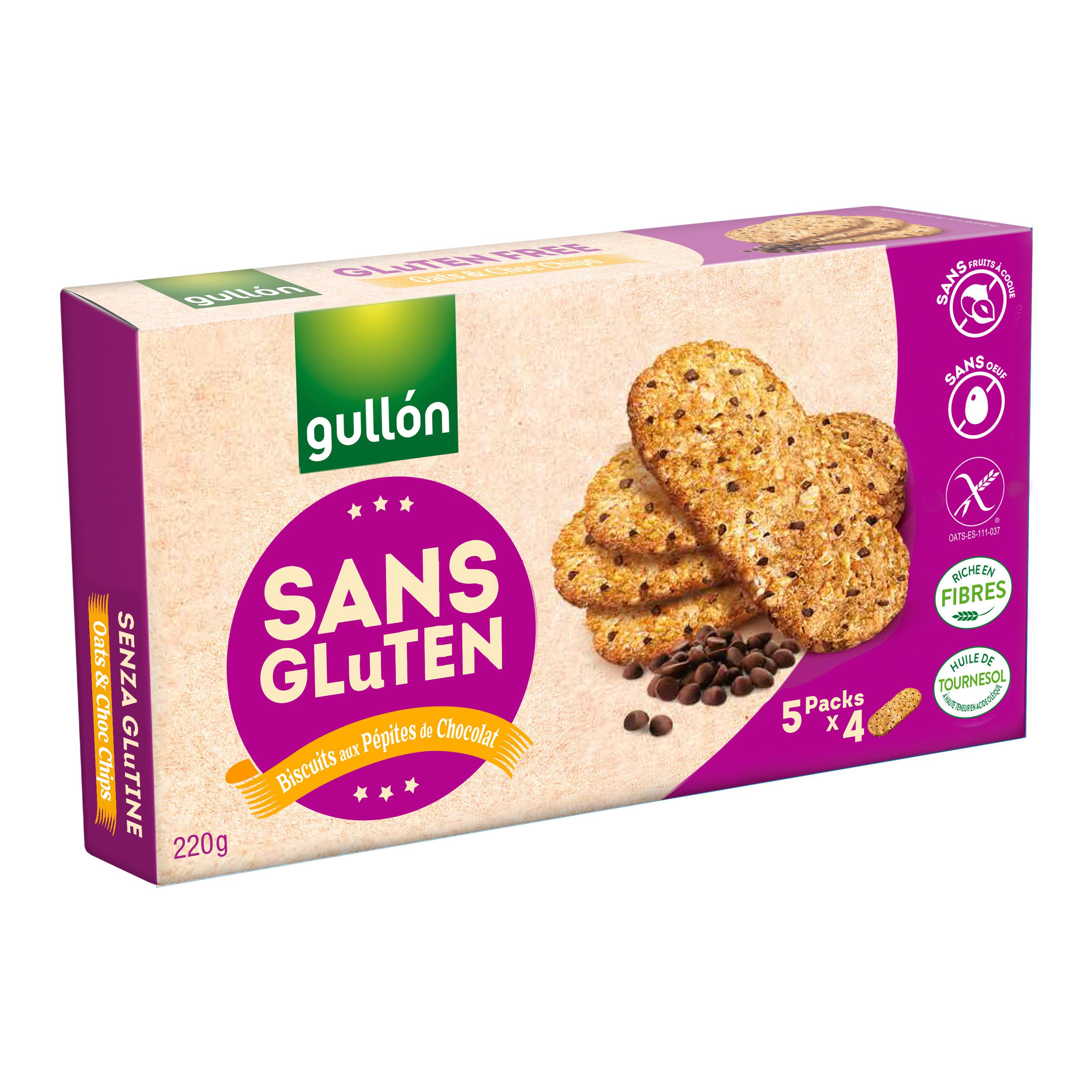 GULLON Biscuits aux pépites de chocolat sans gluten 5x4 biscuits 220g
