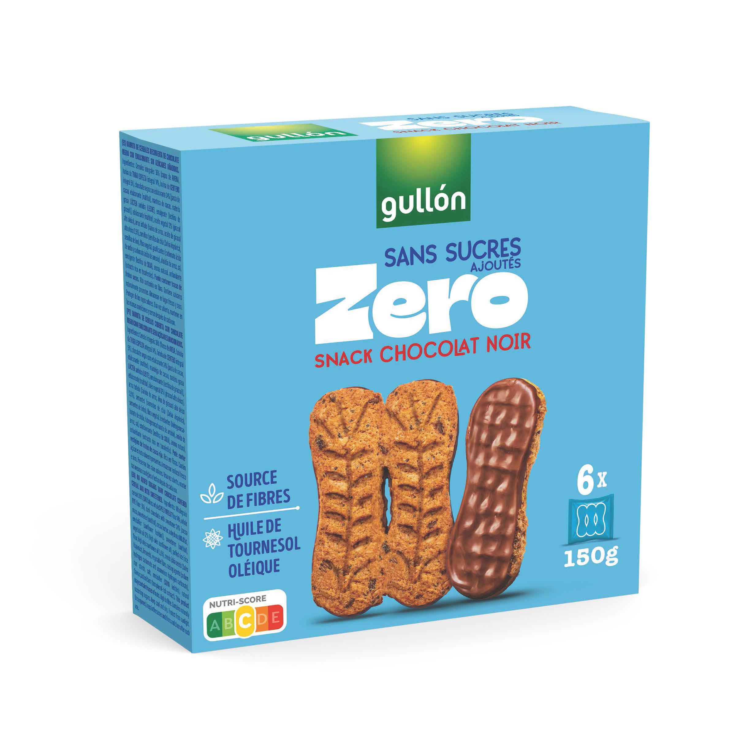 GULLON Biscuits nappés au chocolat noir sans sucres ajoutés 6x3 biscuits 150g