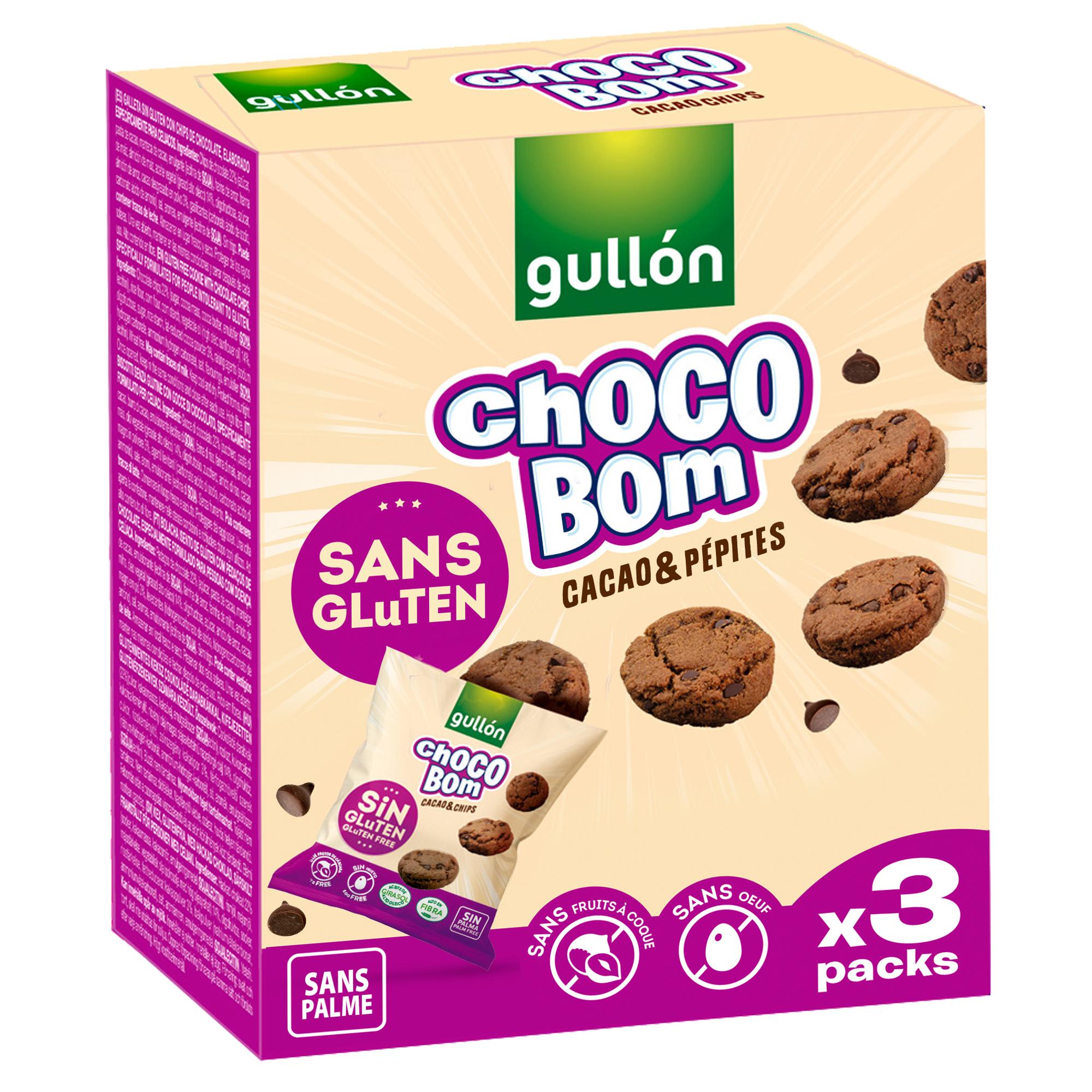 GULLON Chocobom Mini cookies au cacao et pépites de chocolat sans gluten 3 sachets 120g